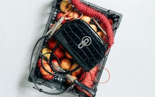 Mulberry large amberley satchel bag in navy blue croc effect leather