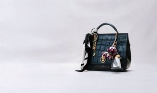 Mulberry large amberley satchel bag in navy blue croc effect leather