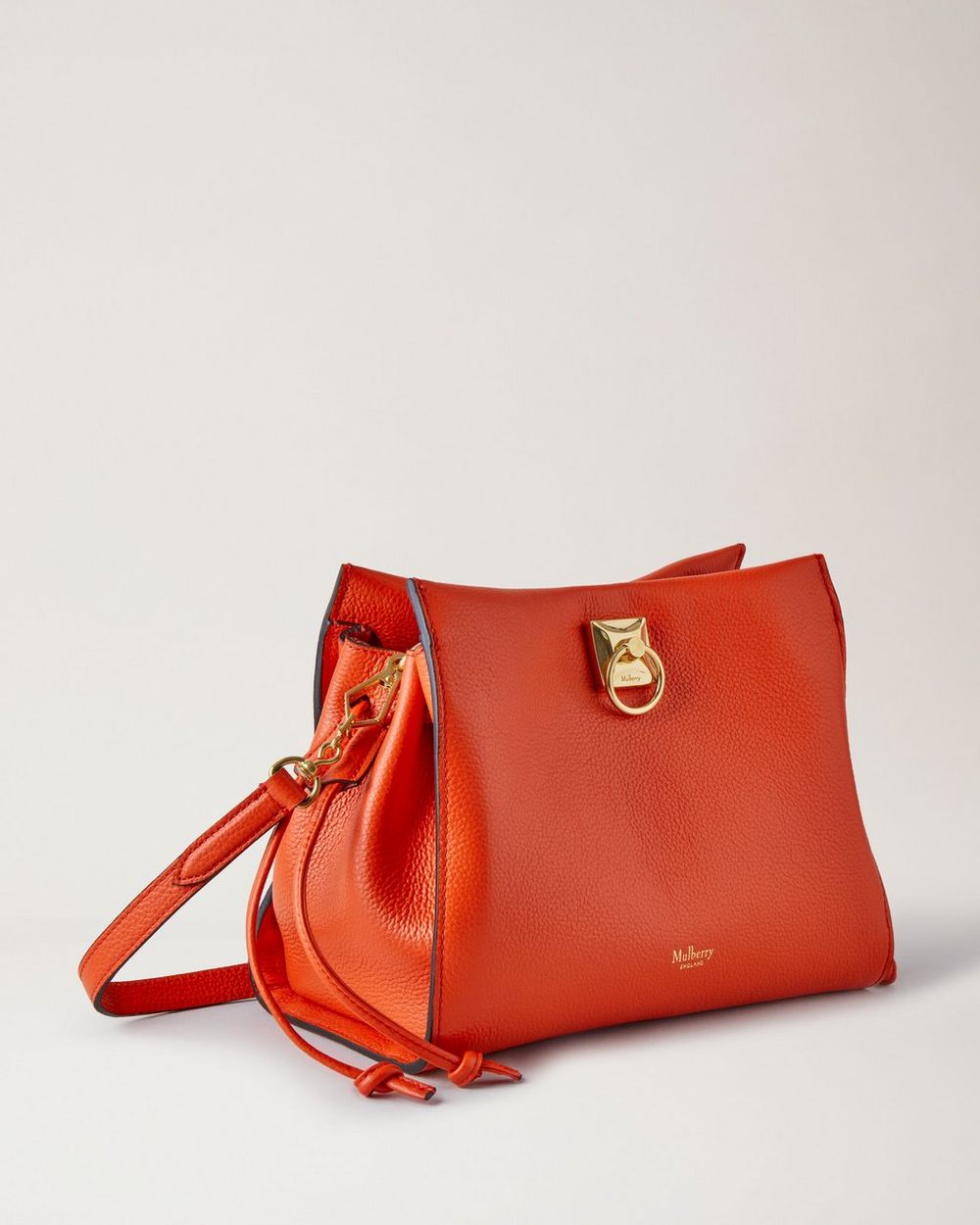 Small Iris | Coral Orange Classic Grain with Coral zip-puller Women | Mulberry