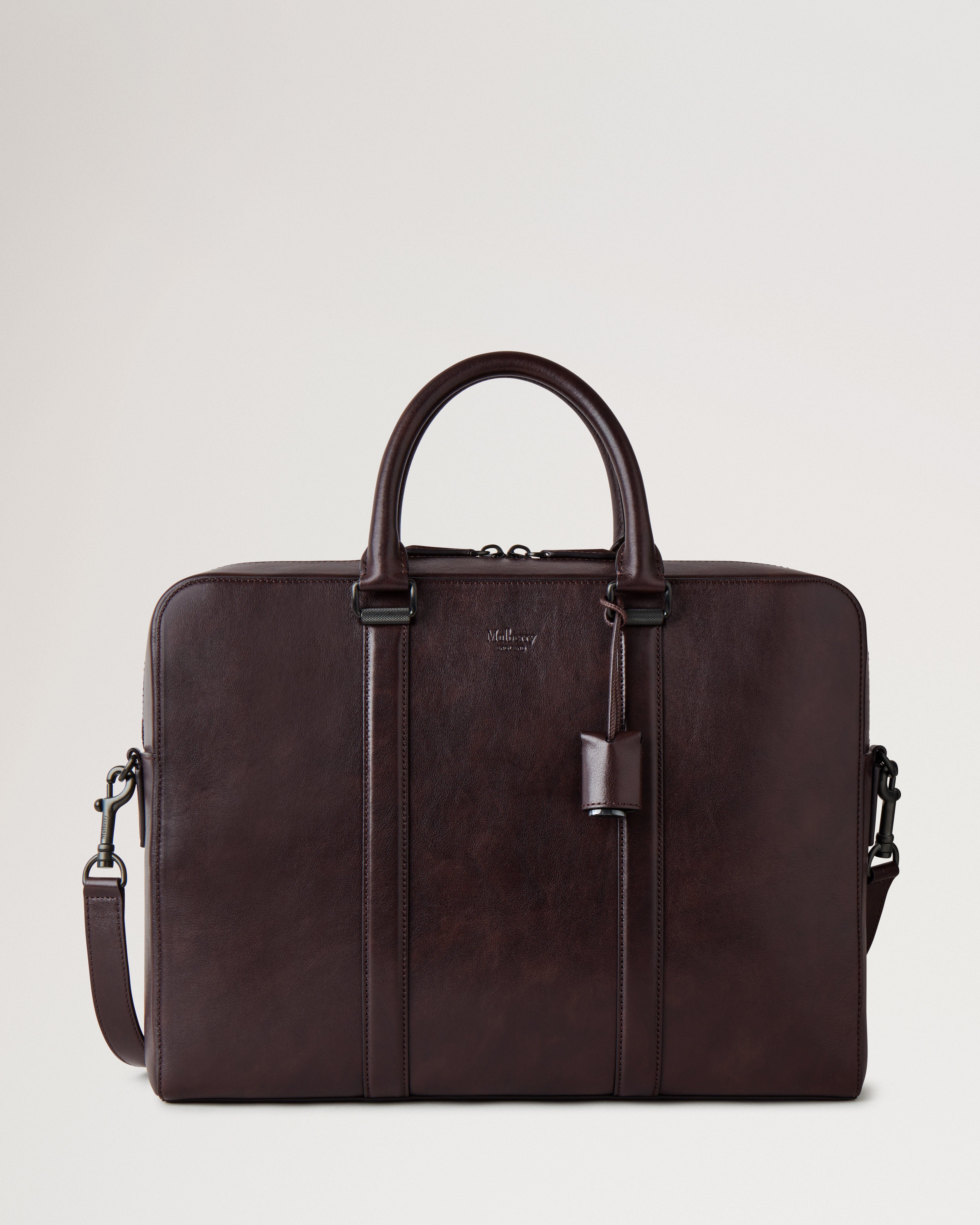 Camberwell Briefcase Dark Chocolate Two Tone Leather Men Mulberry