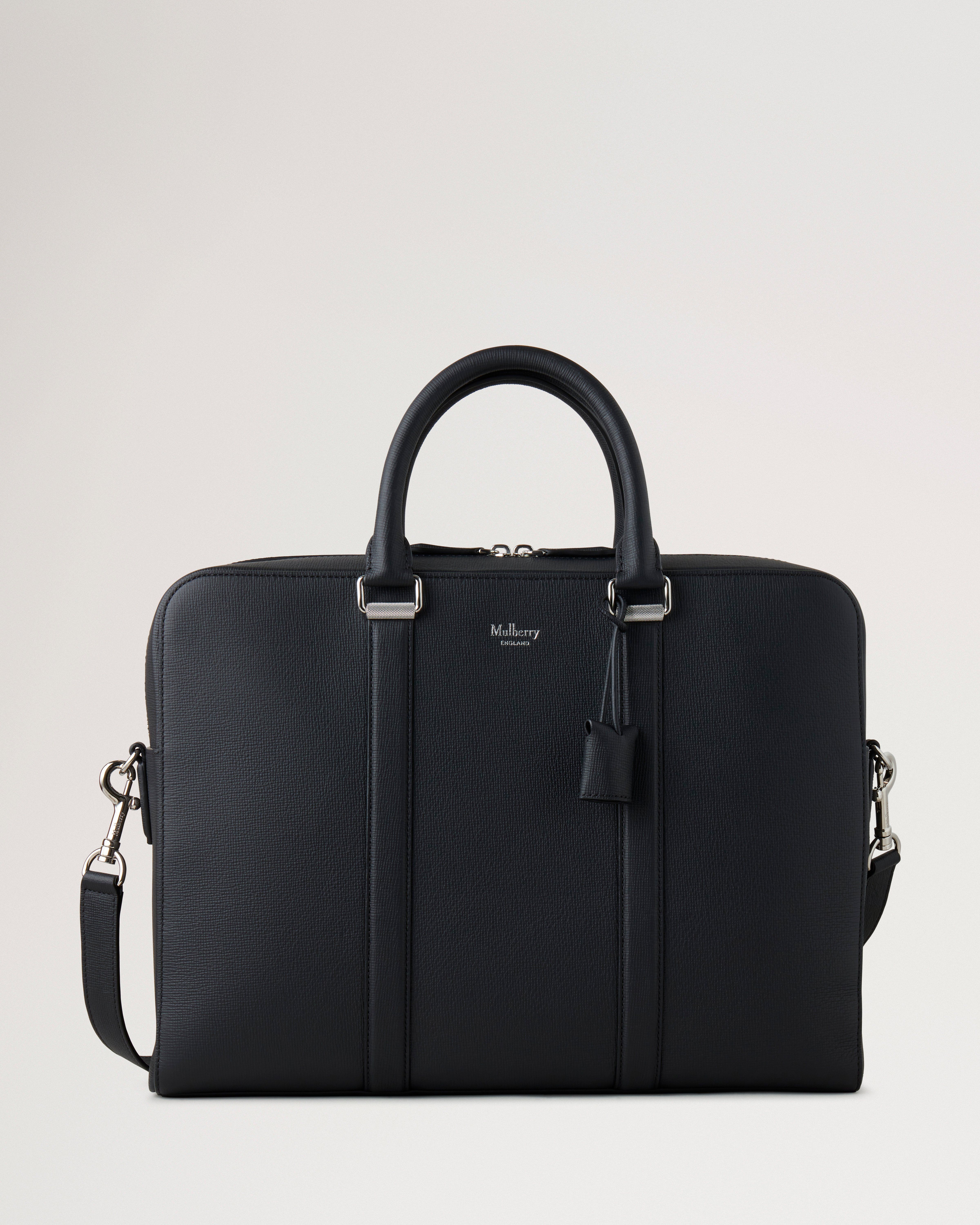 Camberwell Briefcase | Black Cross-Boarded Grain | Men | Mulberry