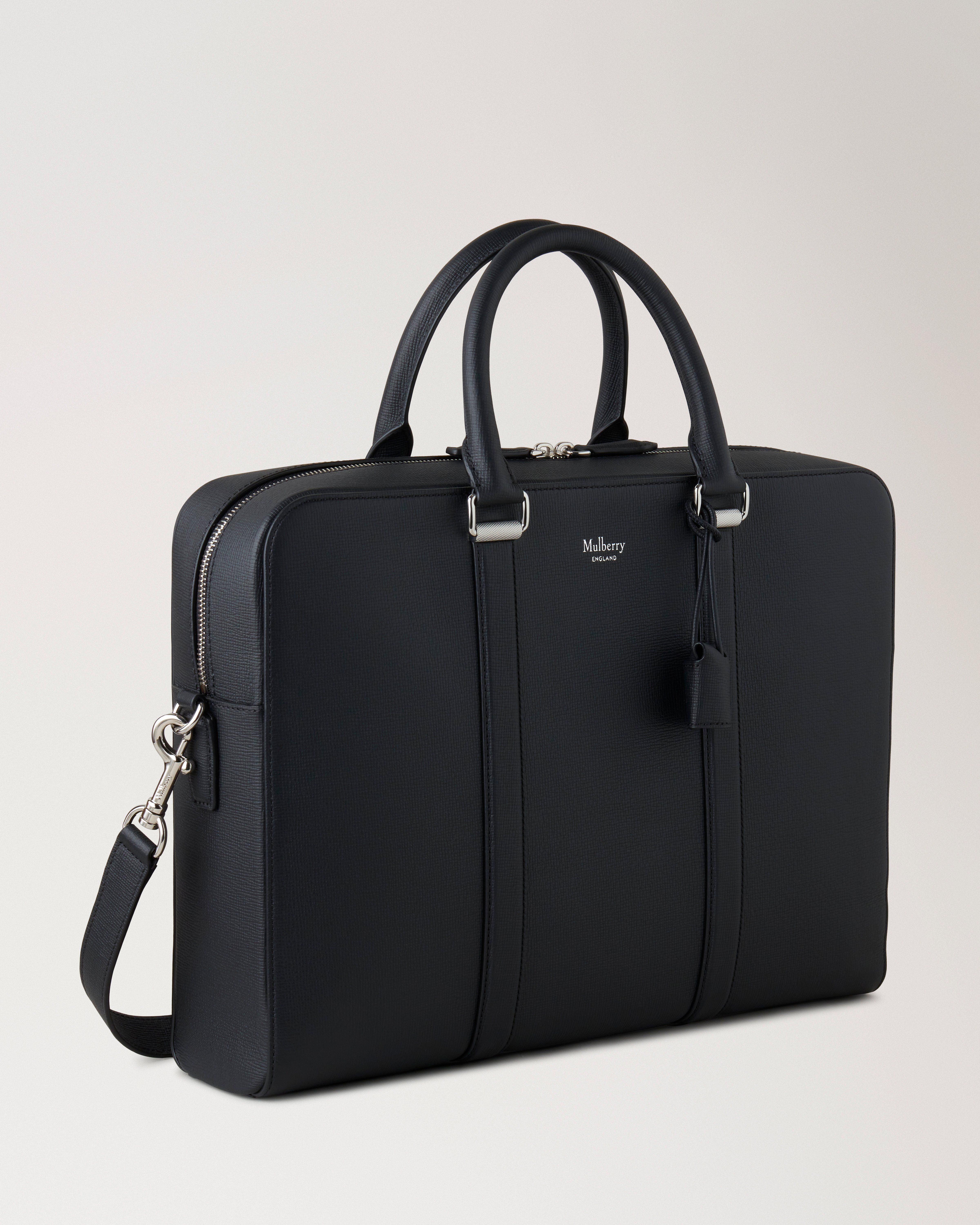 Camberwell Briefcase | Black Cross-Boarded Grain | Men | Mulberry