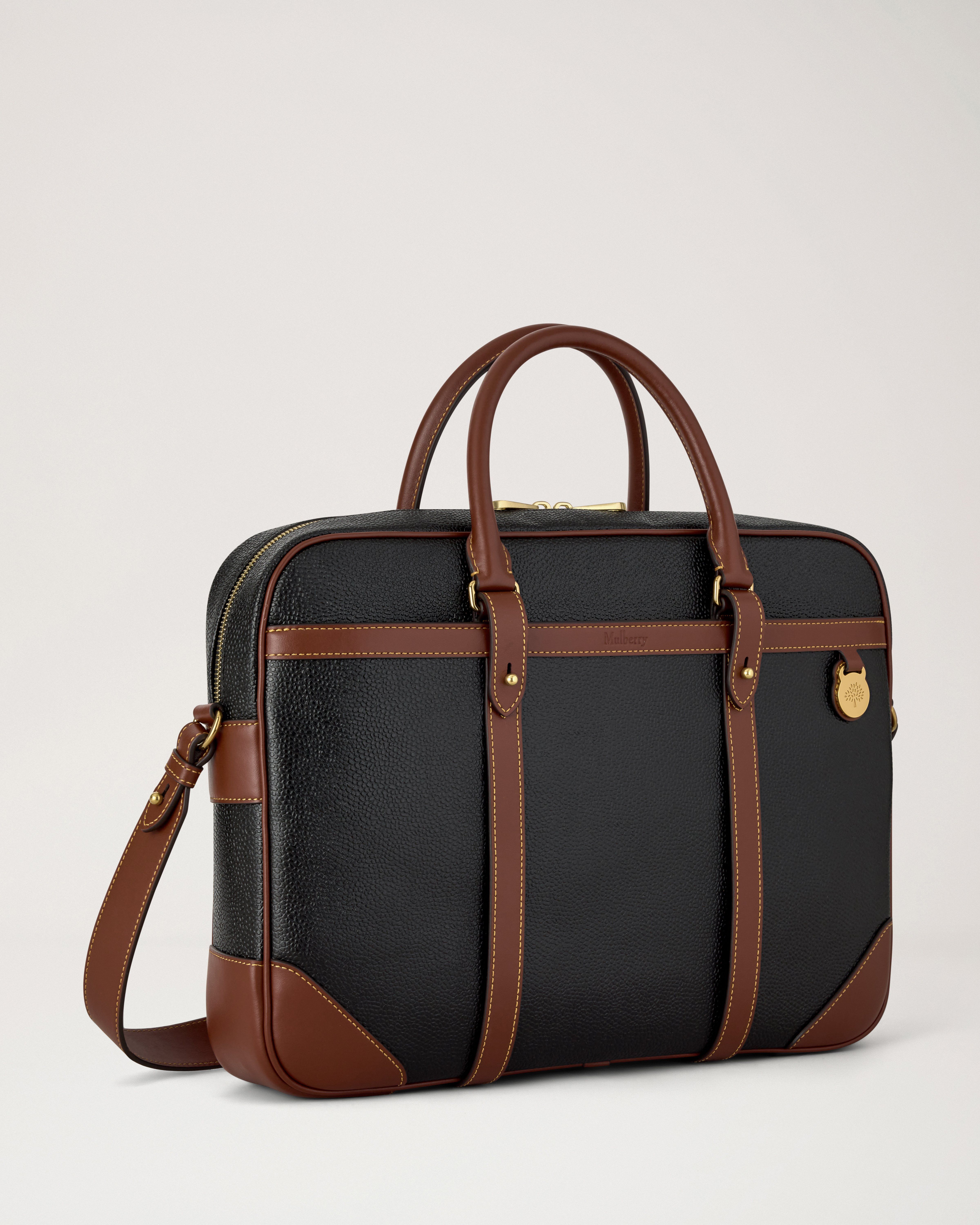 Mulberry | ヘリテージ ブリーフケース | ブラック＆コニャック バイオ