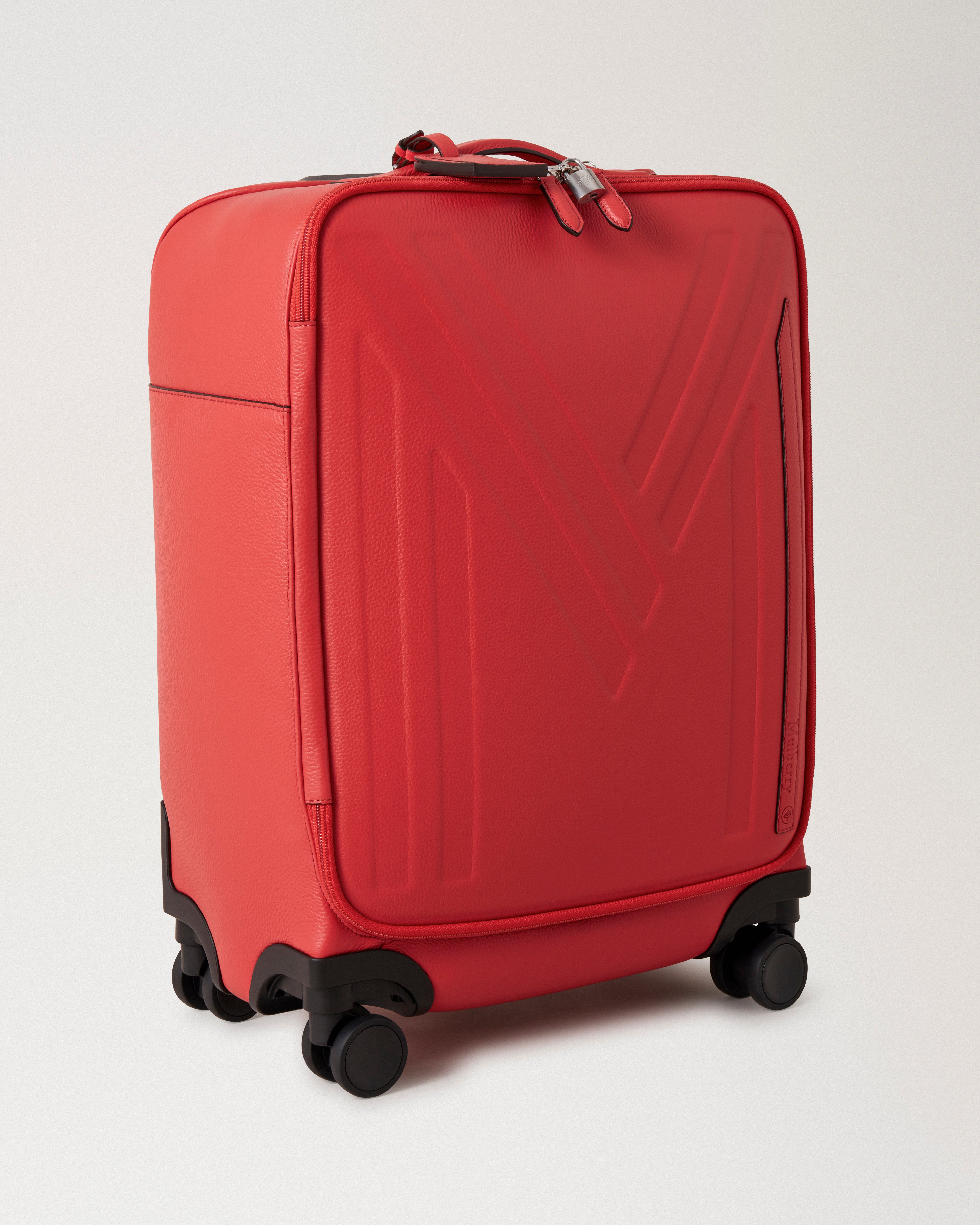 Mulberry Leather 4 Wheel Suitcase Red