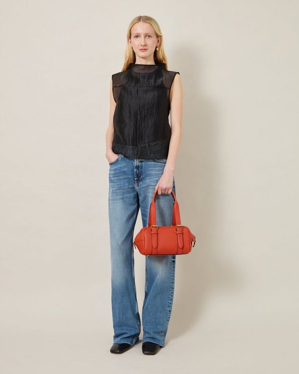 Mulberry | Small Boston | Coral Orange Heavy Grain | Summer Edit