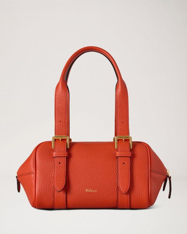 mulberry ハンドバッグ Mulberry | Small Boston | Coral Orange Heavy Grain | Summer Edit