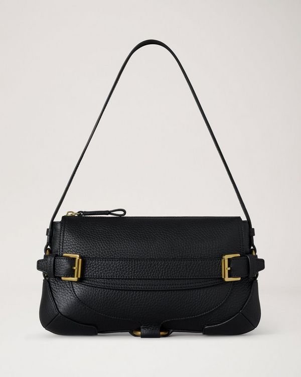 Mulberry | Lennox Shoulder Bag | Black Heavy Grain | Women