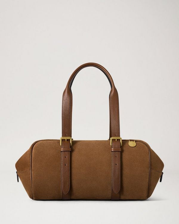 美品Mulberry ボストンバッグ 赤茶　マルベリー ￼英国製　ラグジュアリー Mulberry | ボストン | ヴィンテージオーク スエード | 女性へのギフト