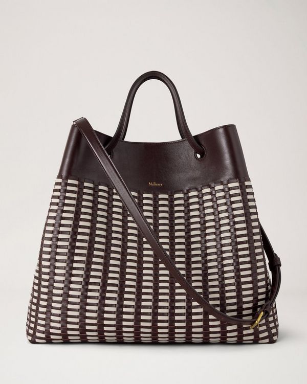 Mulberry | ウーブン トート | エボニー＆エッグシェル ウーブンレザー