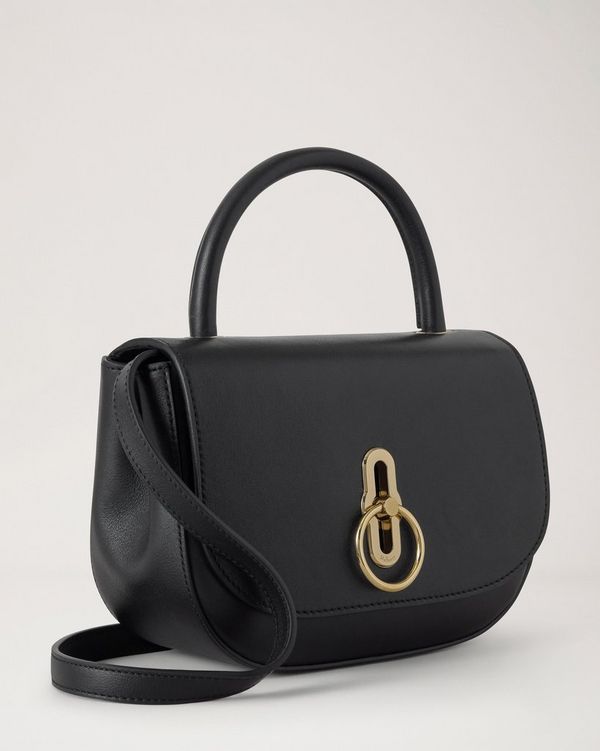 Mulberry | Small Amberley Top Handle | Black Supple Smooth Leather