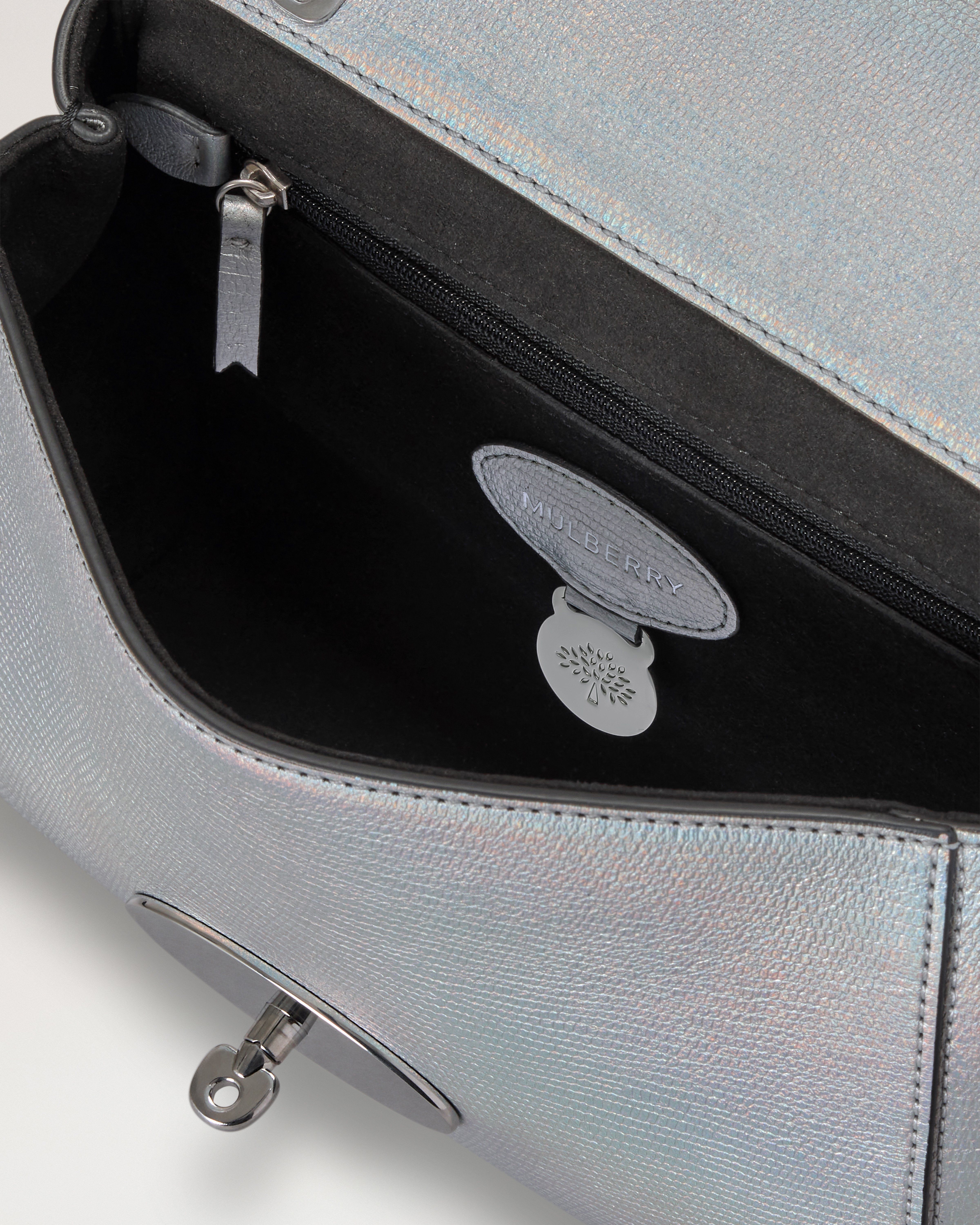 Mulberry | Lily | Silver Iridescent Lizard Embossed Leather | Women