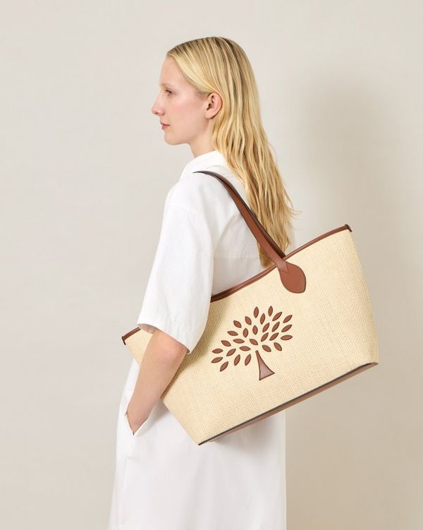 Mulberry | Tree Tote - Raffia | Ecru & Bright Oak Raffia & Leather