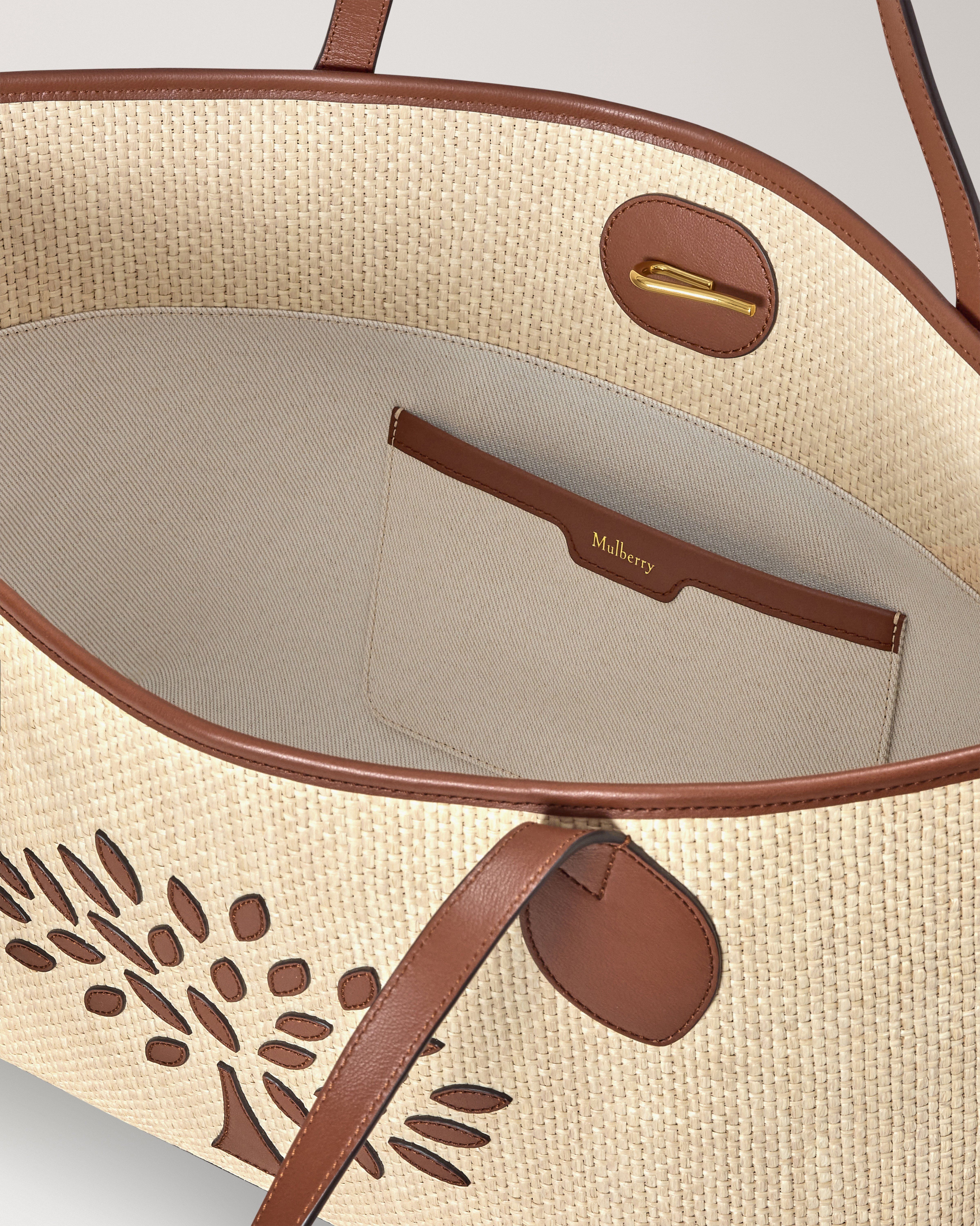 Mulberry | Tree Tote - Raffia | Ecru & Bright Oak Raffia & Leather