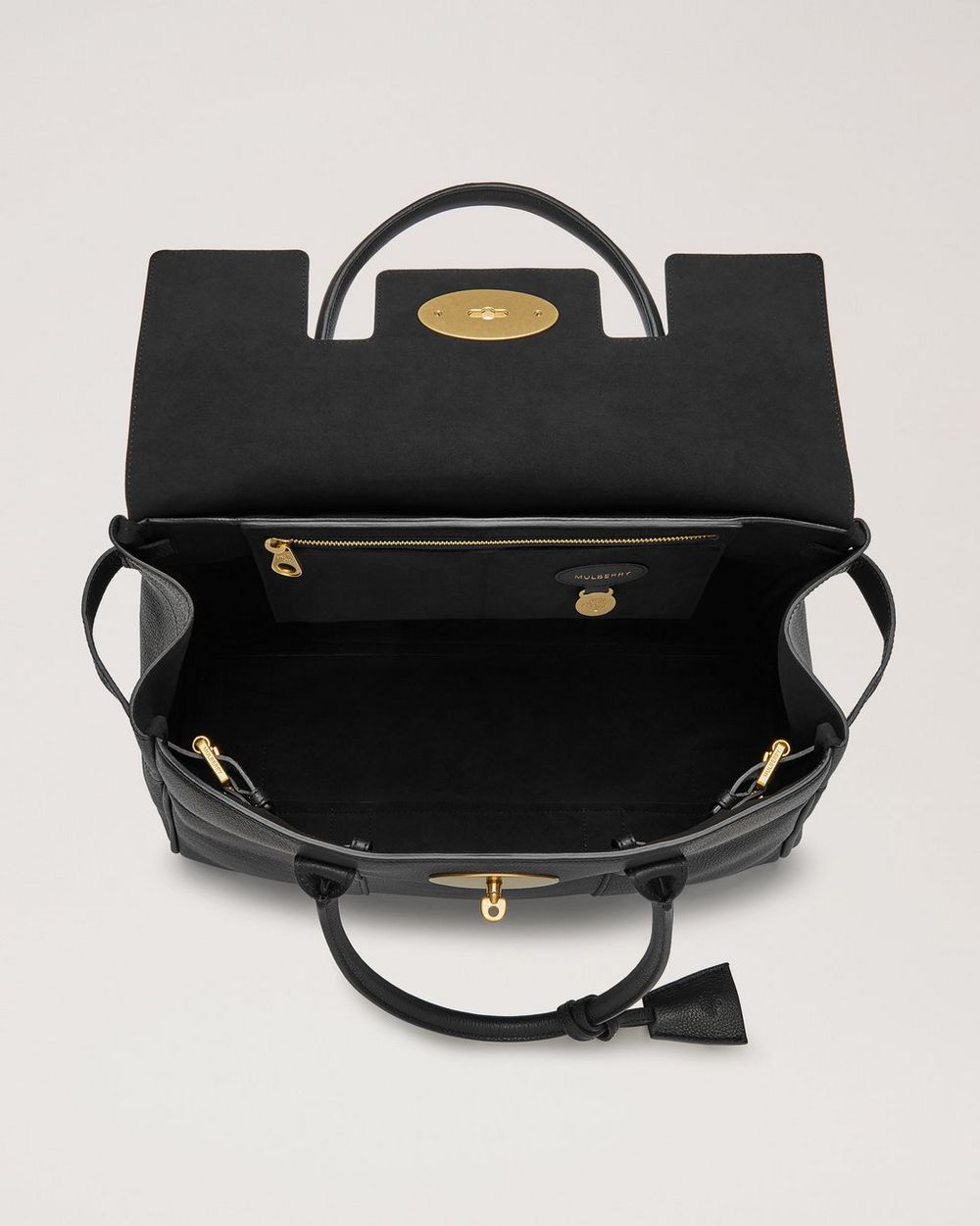 An Investment Bag: Mulberry Bayswater in Black Soft Gold Grainy Print