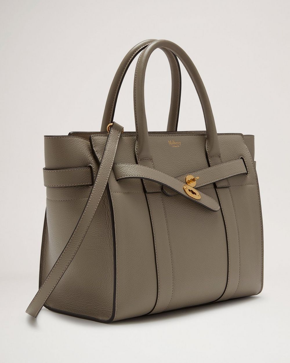 Small Zipped Bayswater | Solid Grey Small Classic Grain | Women | Mulberry