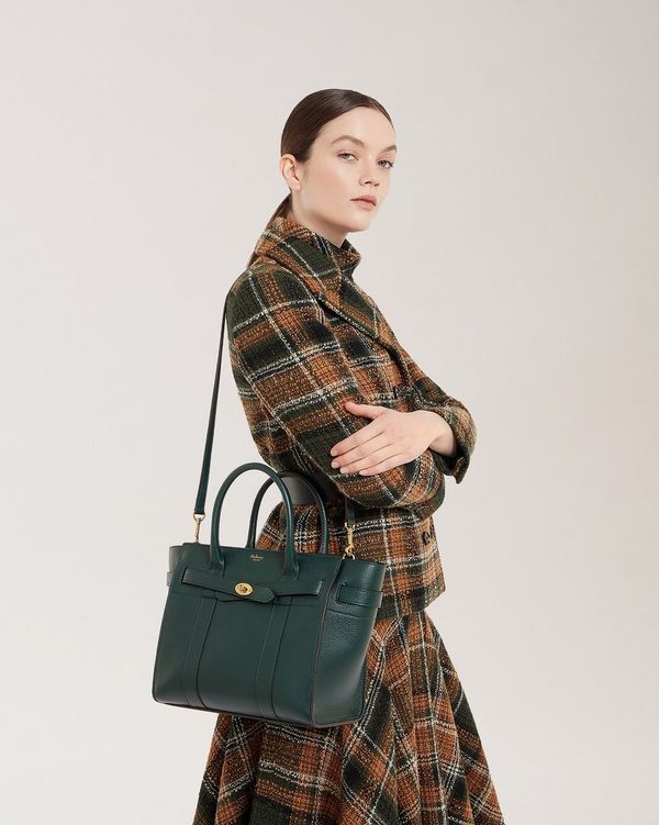 Small Zipped Bayswater | Mulberry Green Small Classic Grain | Bayswater ...