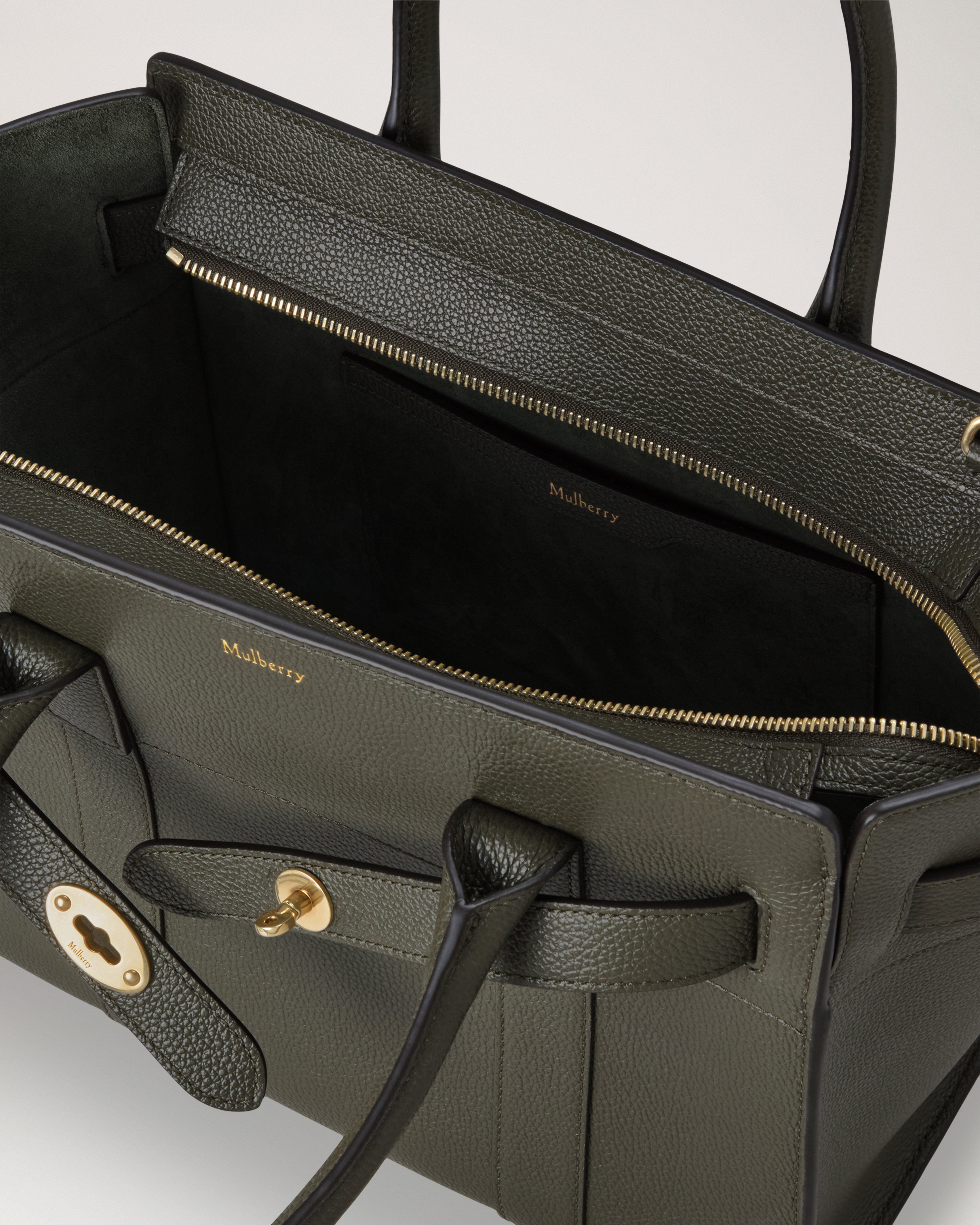 Mulberry | Small Zipped Bayswater | Juniper Green Small Classic Grain
