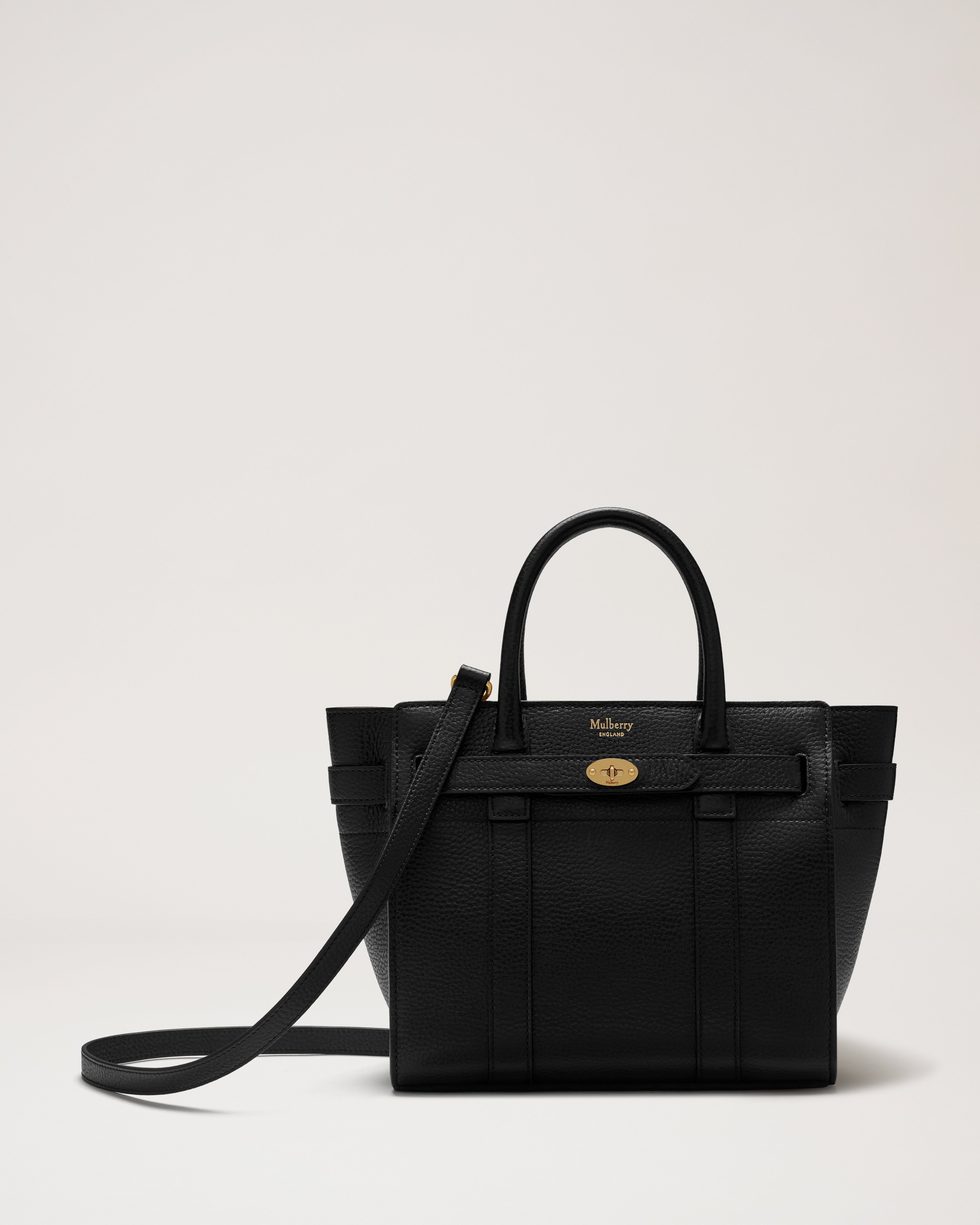 □ベイズウォーター□ MULBERRY マルベリー 黒 シボ革 レザーバッグ