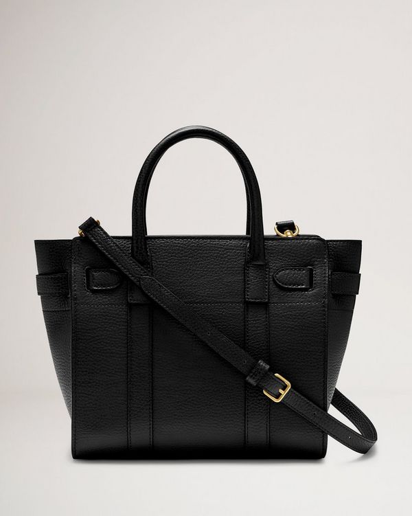 Mini Zipped Bayswater, Black Small Classic Grain, Women