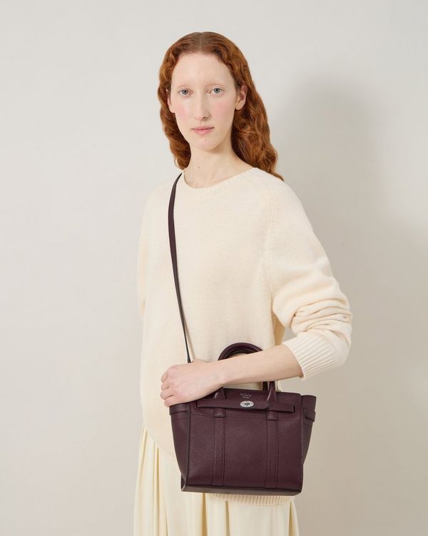 Mulberry | Mini Zipped Bayswater | Black Cherry Small