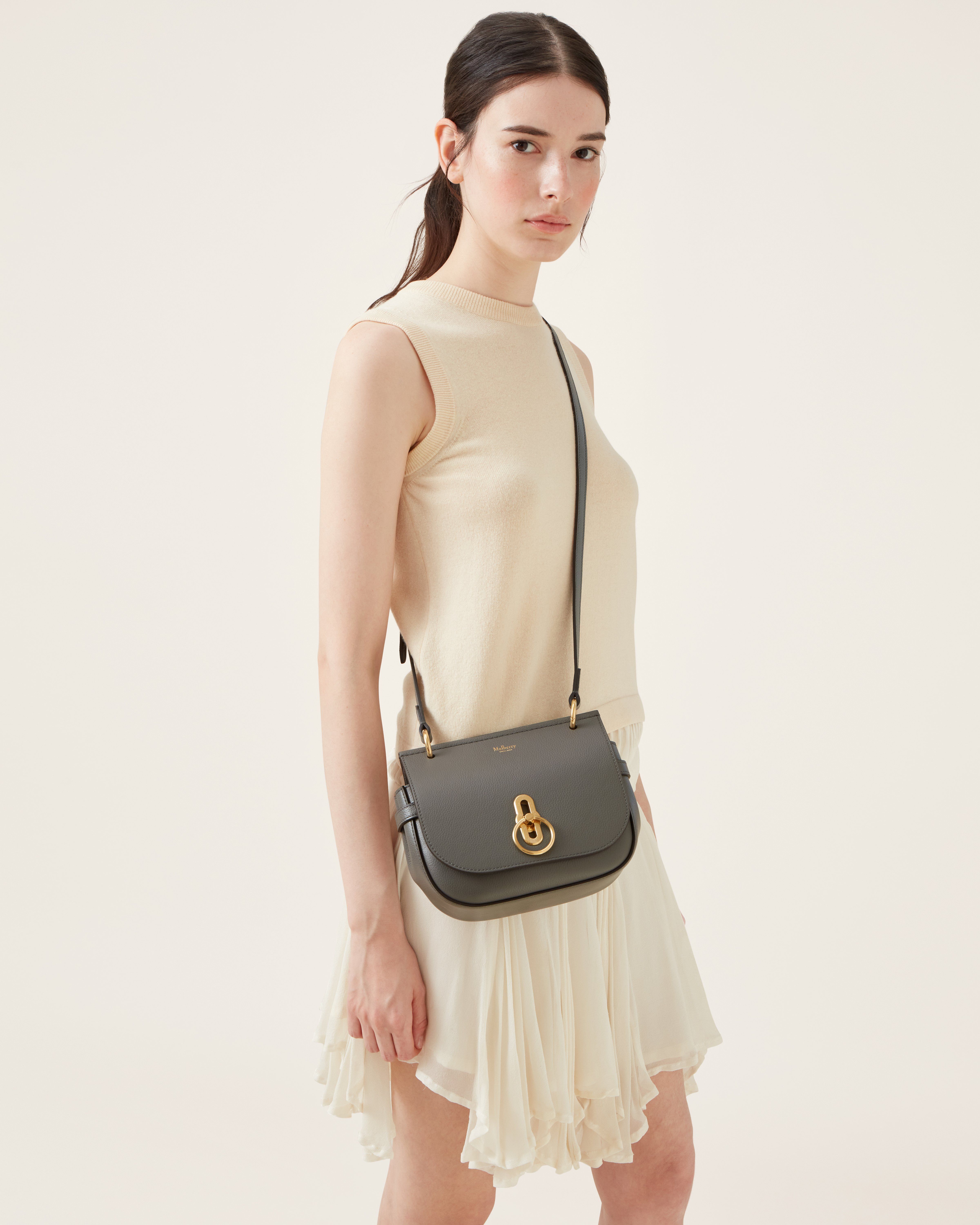 Small Amberley Satchel | Charcoal Small Classic Grain | Amberley | Mulberry