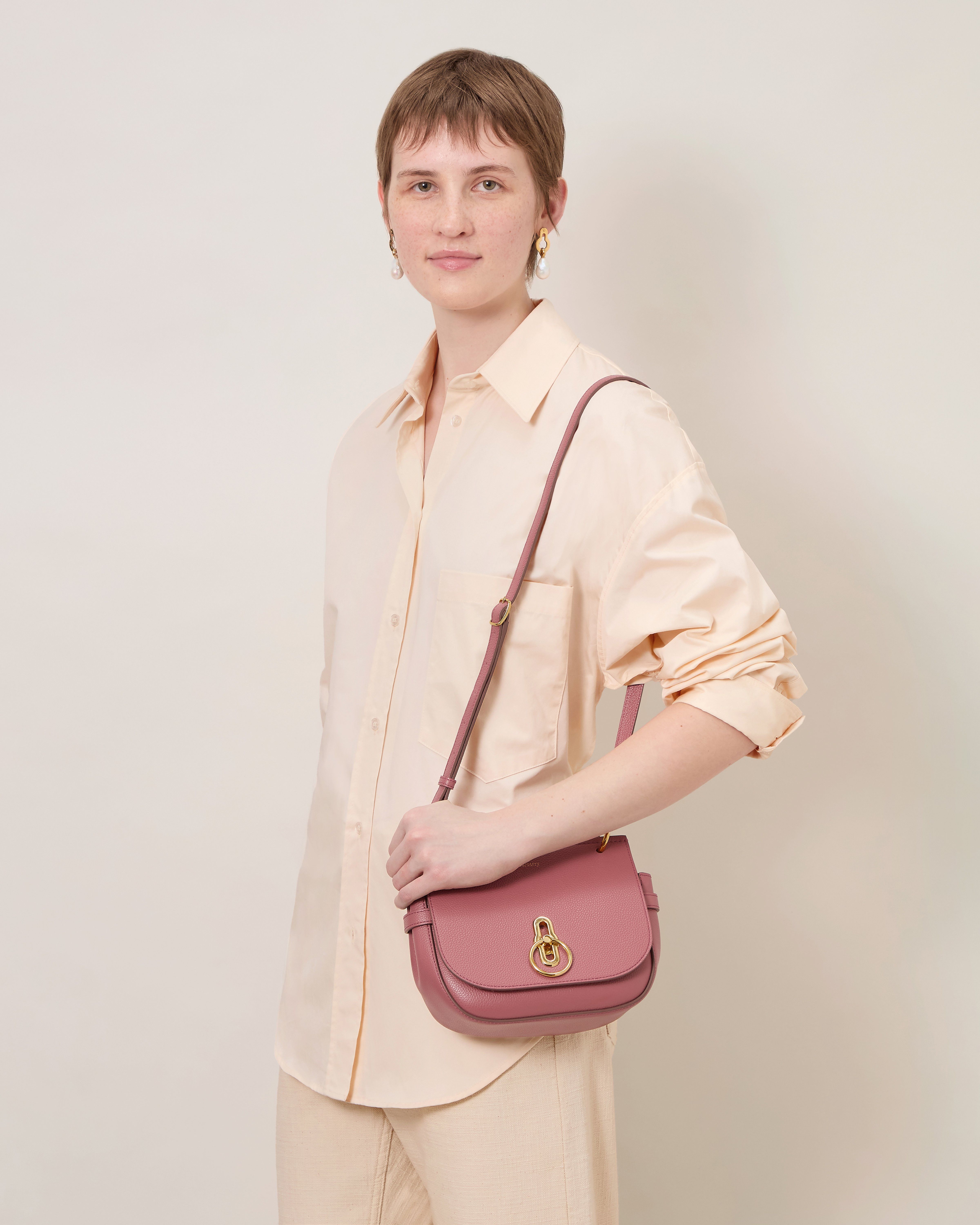 Mulberry ピンク ショルダーバッグ　アンバリーサッチェル　スモール Mulberry | Small Amberley Satchel | Pink Scrumpy Small Classic Grain