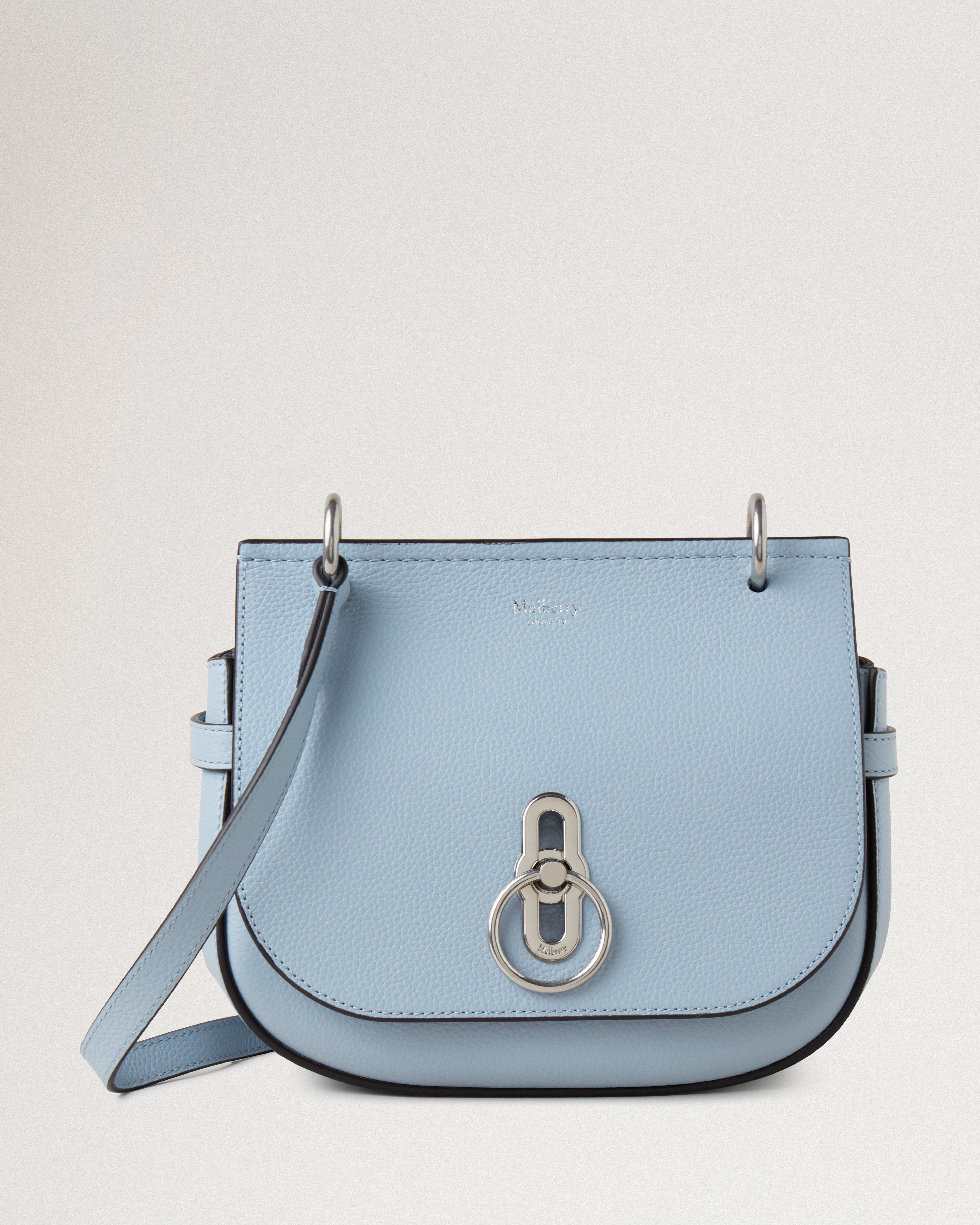 Small Amberley Satchel Poplin Blue Small Classic Grain Women Mulberry