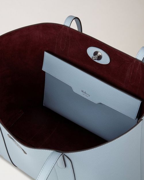 Bayswater Tote Feine klassische Narbung mit Kontrast in Popelin Blau Dark Oxblood Damen Mulberry