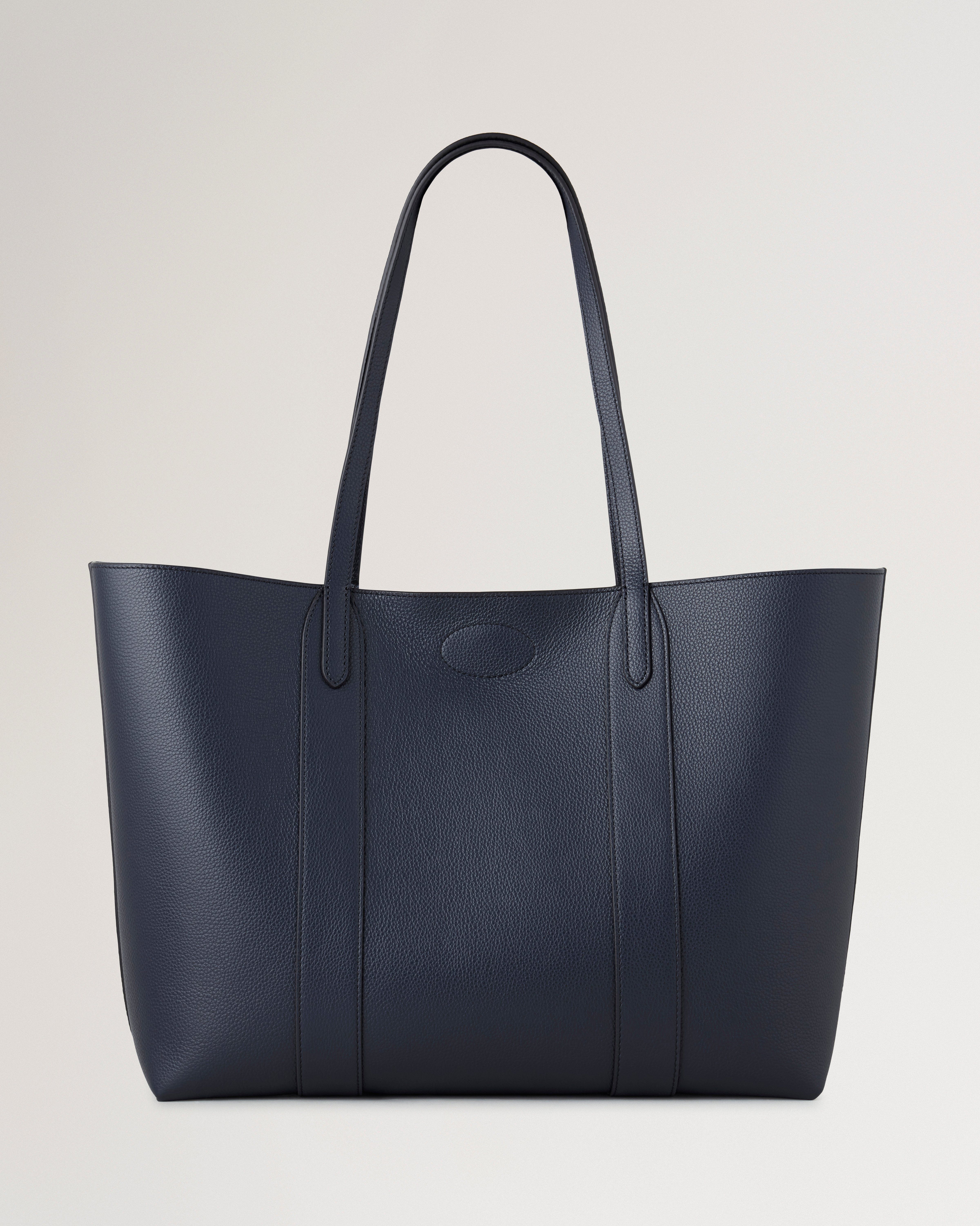 Bayswater Tote Feine klassische Narbung mit Kontrast in Nachthimmel Popelin Blau Damen Mulberry