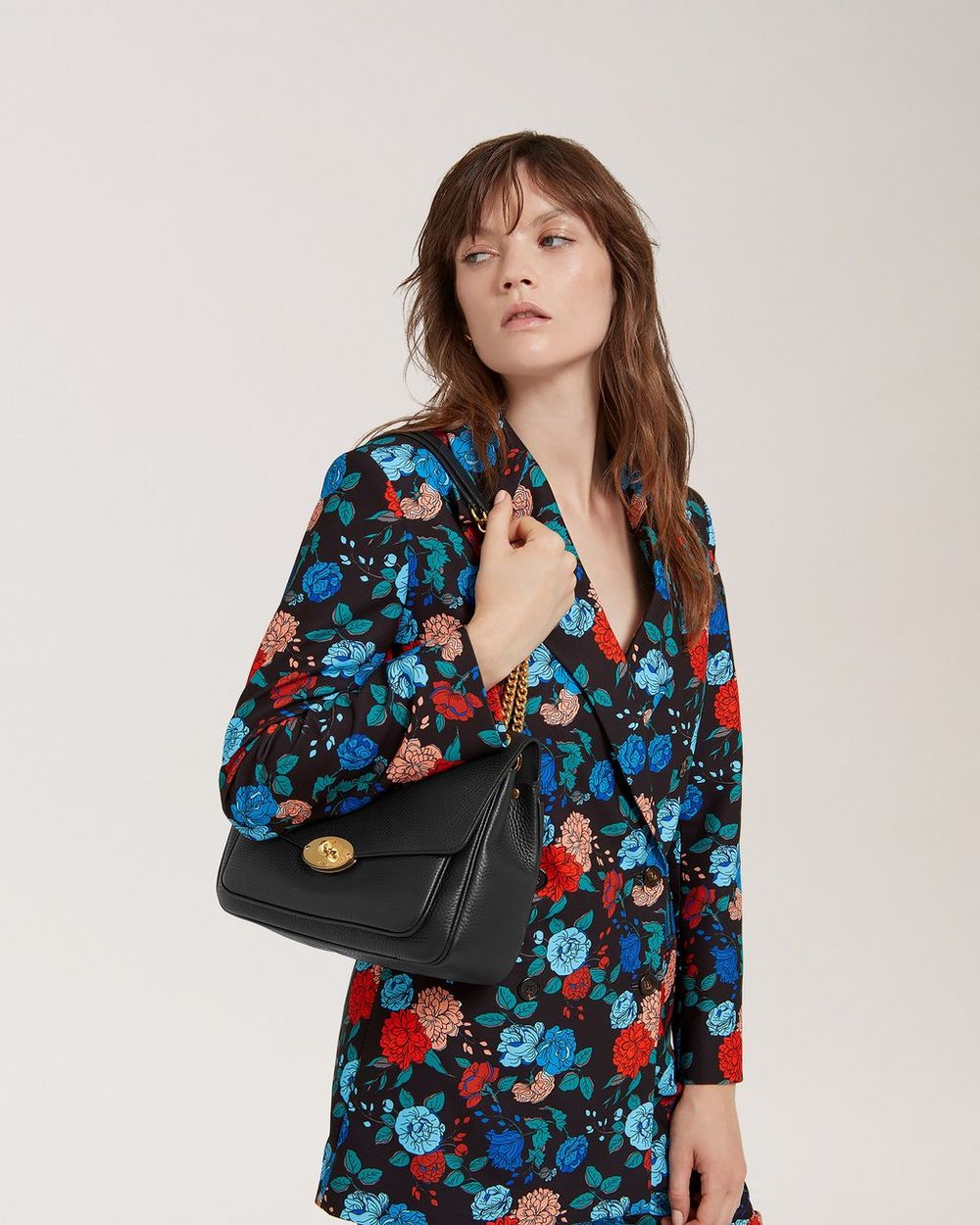 Darley Shoulder Bag Black Heavy Grain Women Mulberry