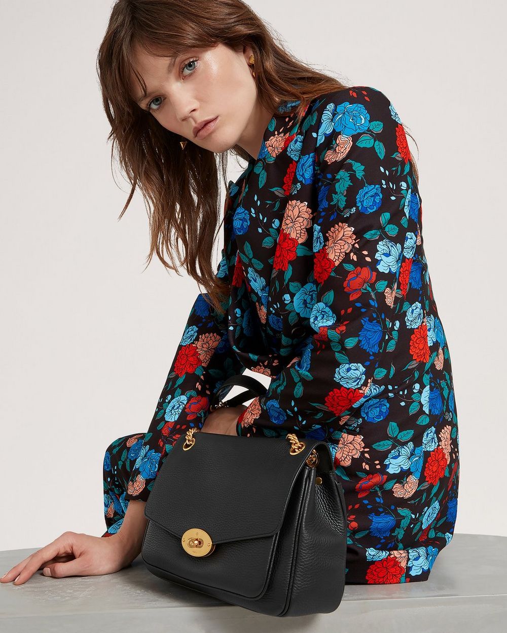 Darley Shoulder Bag Black Heavy Grain Women Mulberry