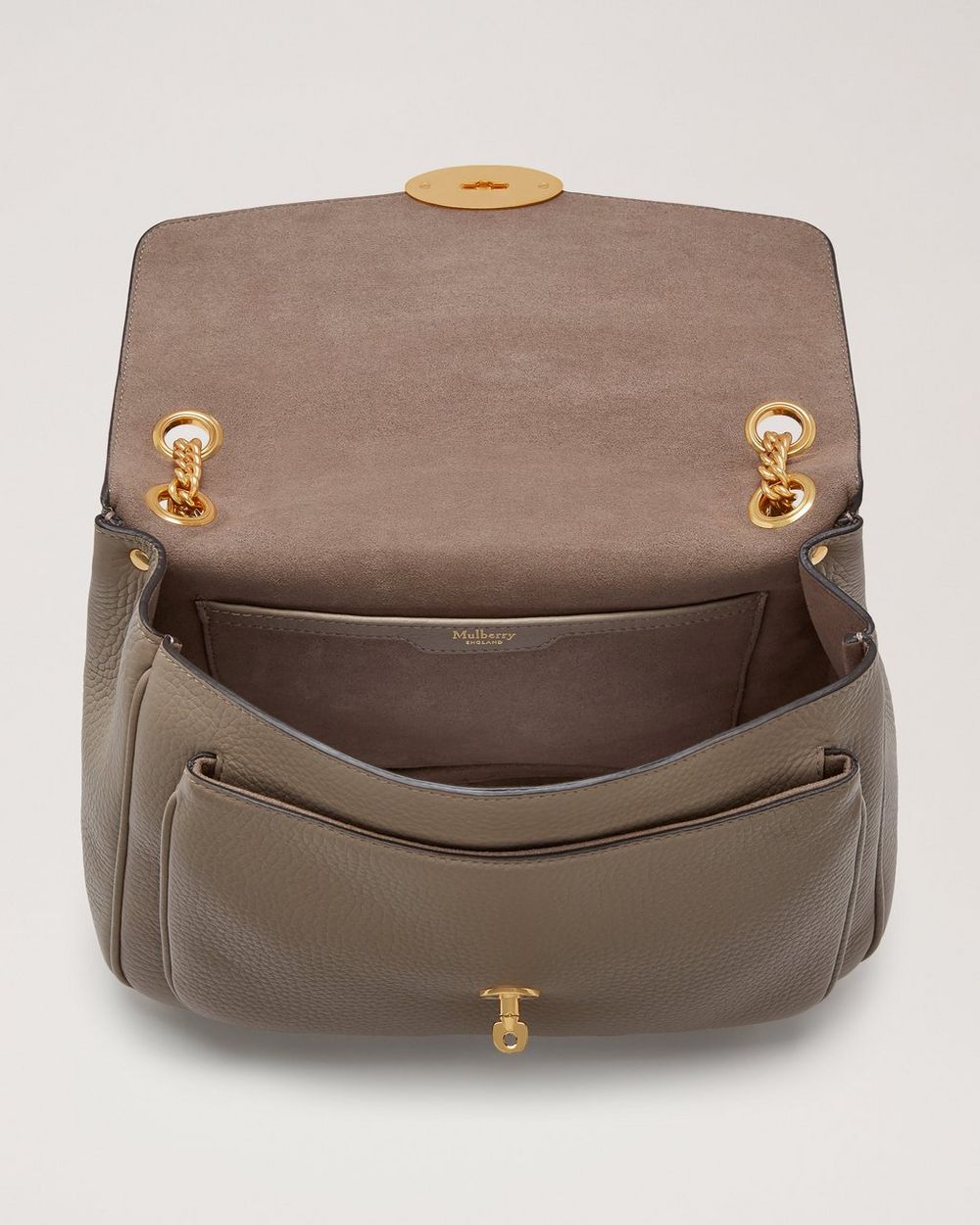 Darley Shoulder Bag Solid Grey Heavy Grain Women Mulberry