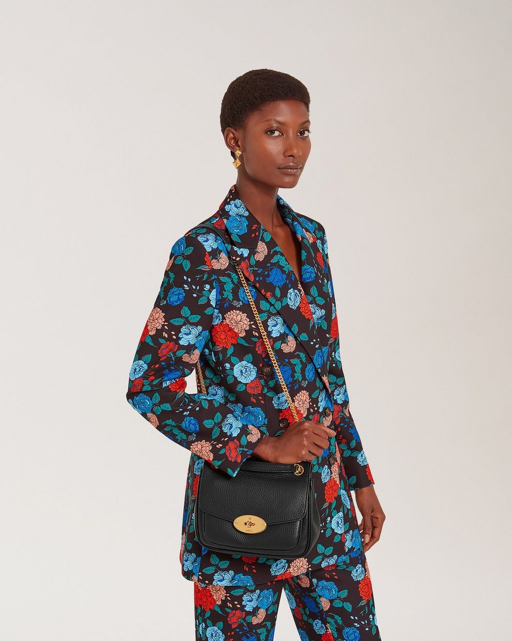 Small Darley Shoulder Bag Black Heavy Grain Women Mulberry