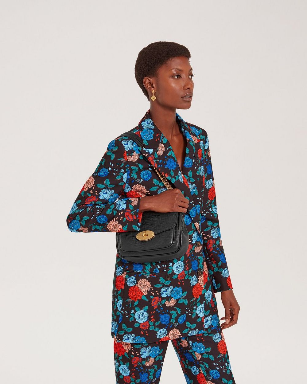 Small Darley Shoulder Bag Black Heavy Grain Women Mulberry