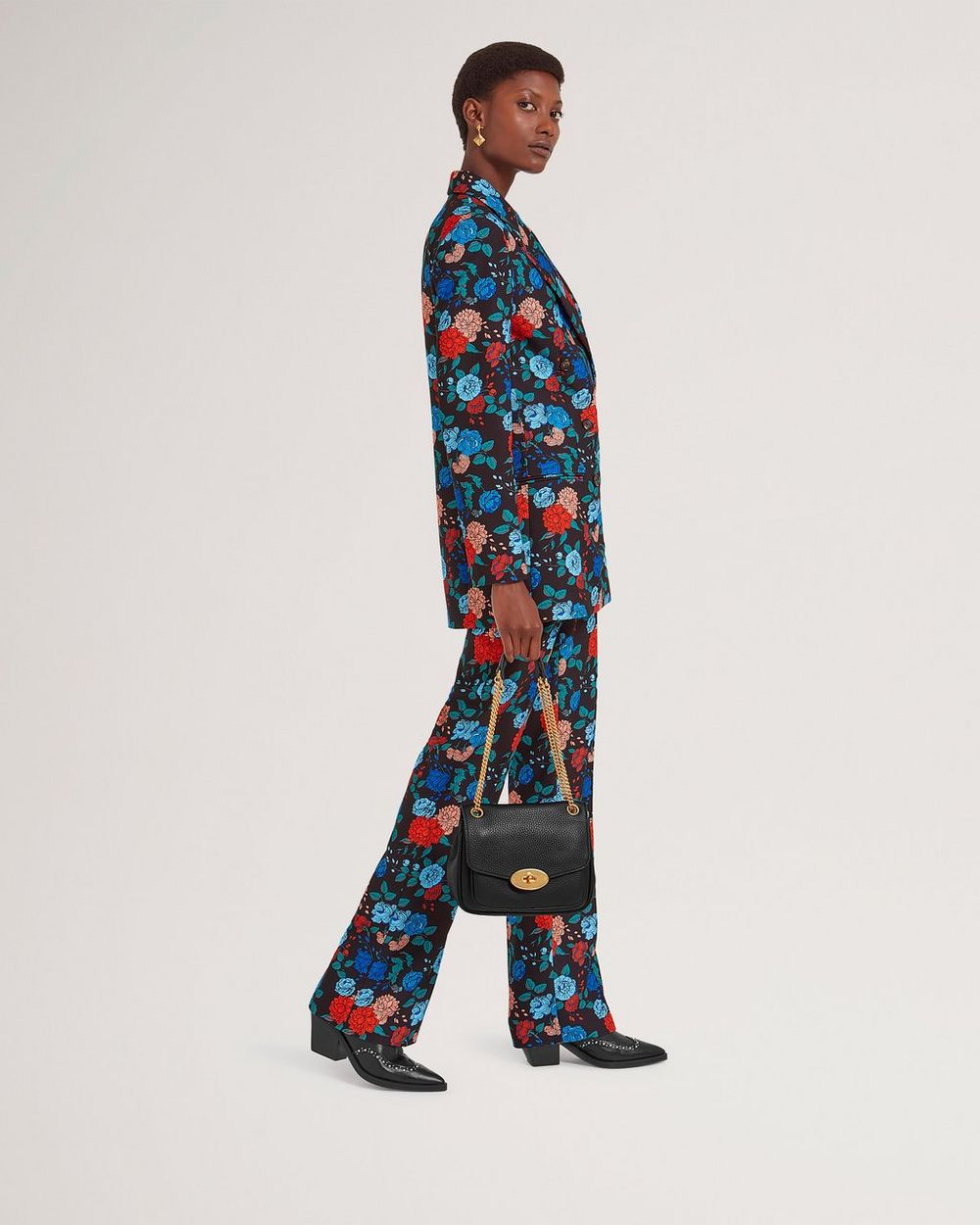 Small Darley Shoulder Bag Black Heavy Grain Women Mulberry