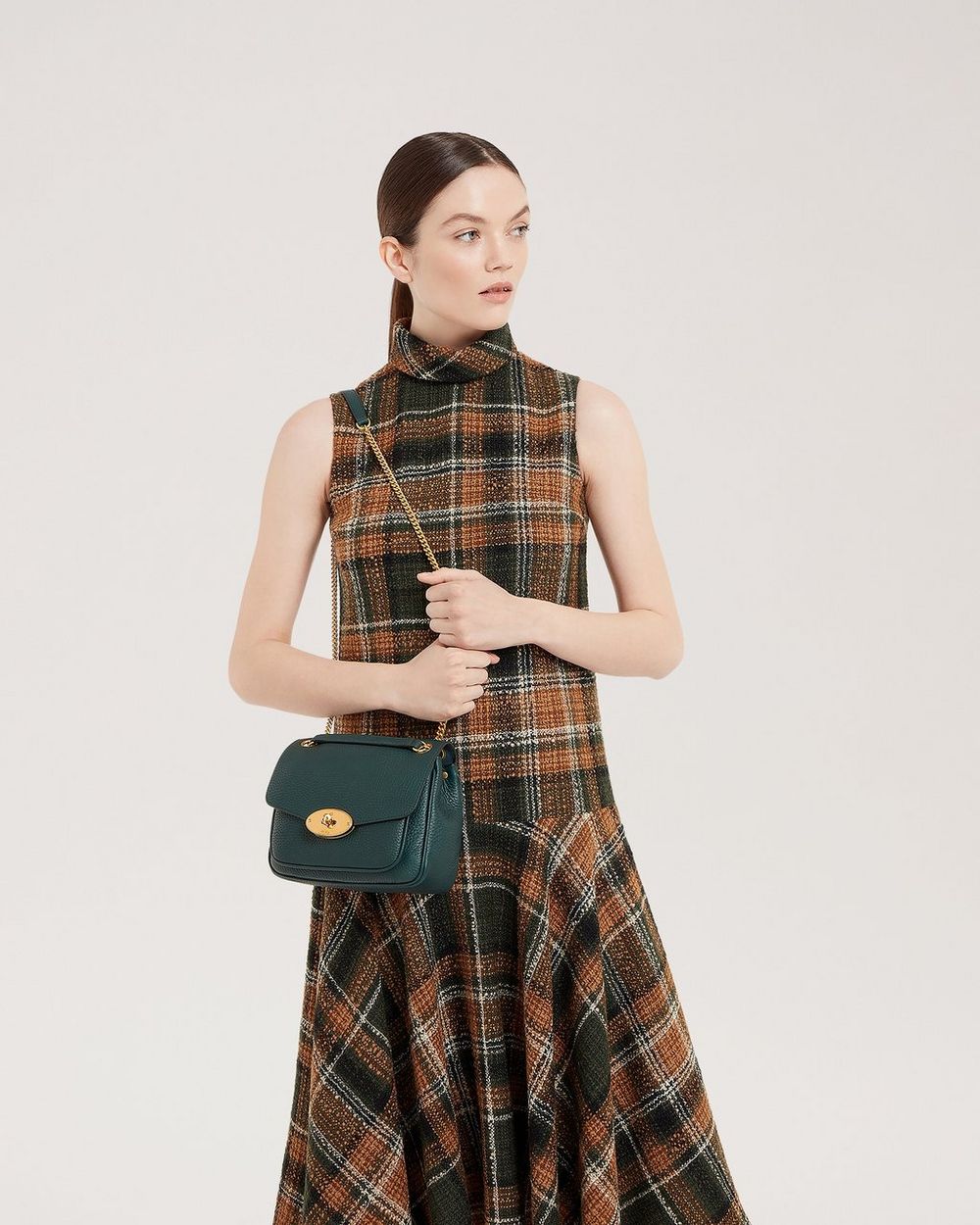 Small Darley Shoulder Bag Mulberry Green Heavy Grain Women Mulberry