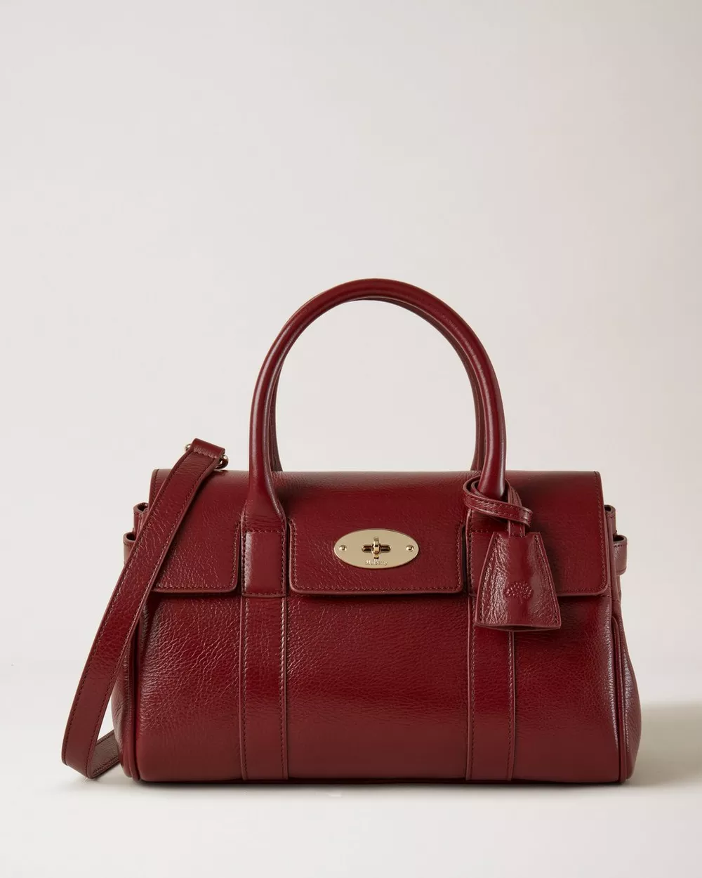 ソフト スモール ベイズウォーター クリムゾン ハイ シャイン カーフレザー Bayswater Mulberry