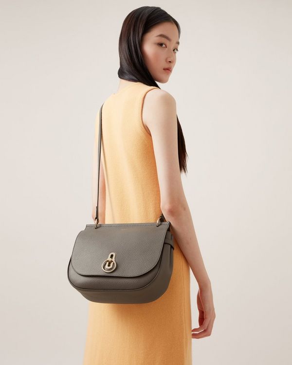 Soft Amberley Satchel | Charcoal Heavy Grain | Sustainable Icons | Mulberry