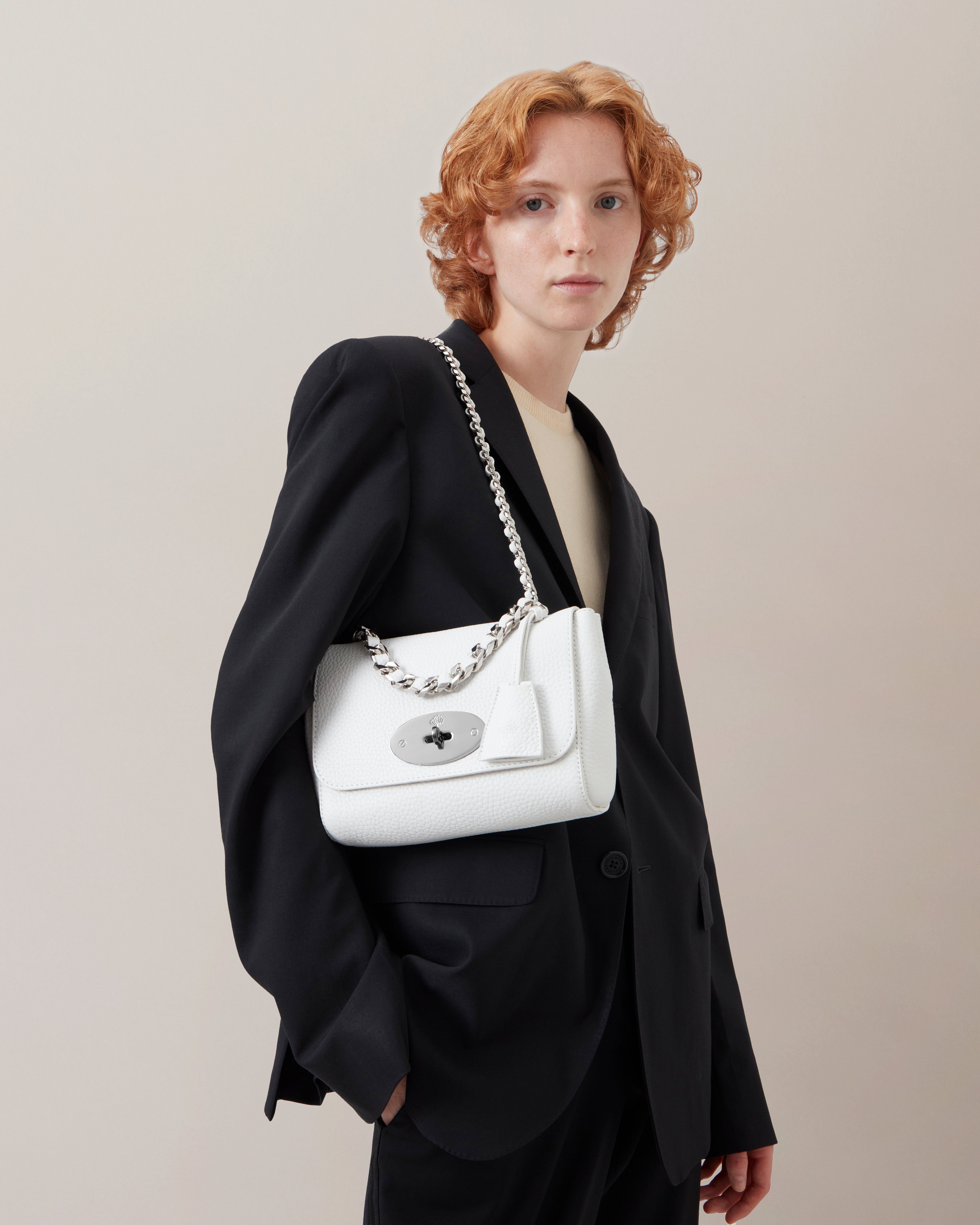 Top Handle Lily | Carbon Neutral | White Heavy Grain | Women | Mulberry