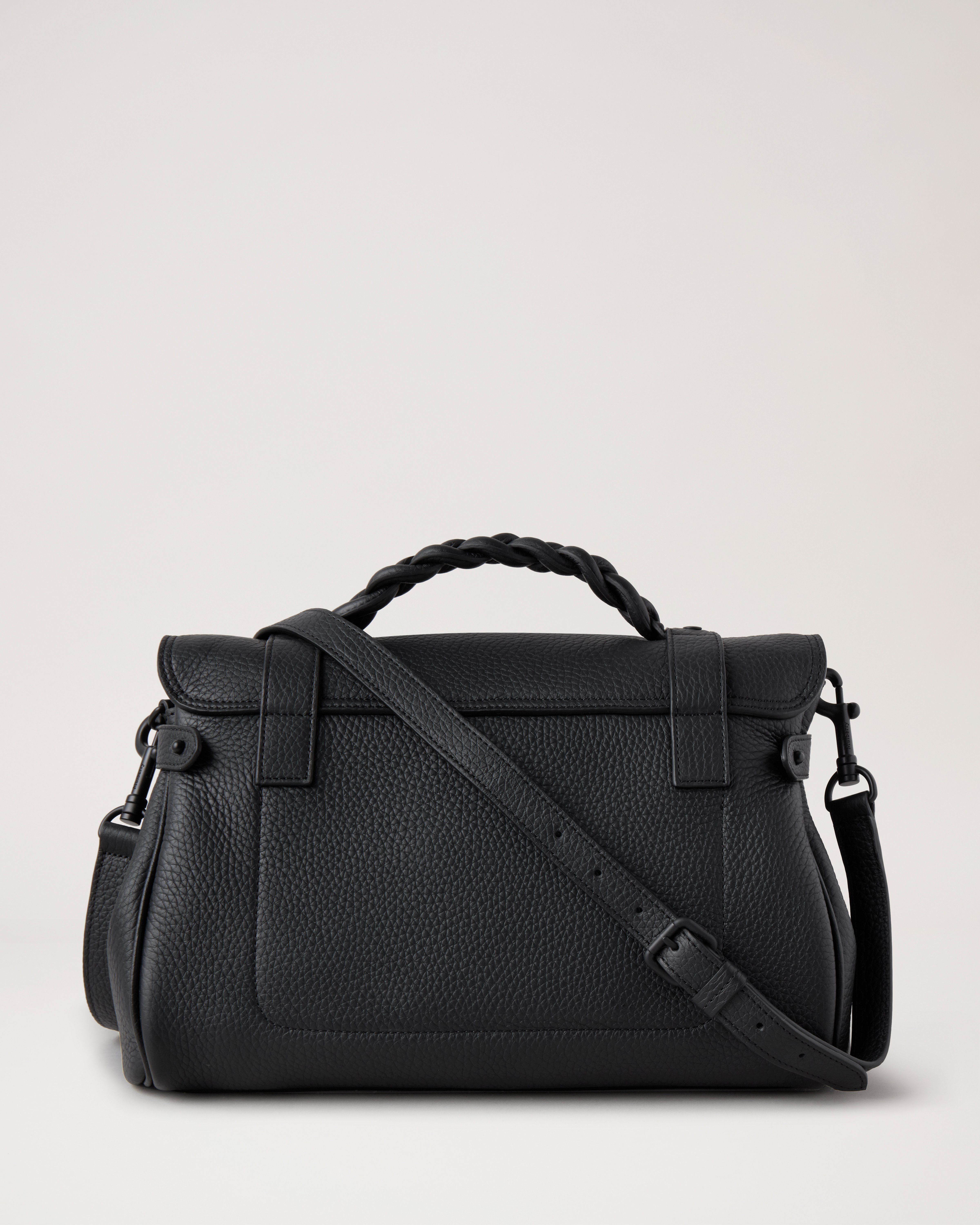 Short Shoulder Strap - Black Soft Grain Leather