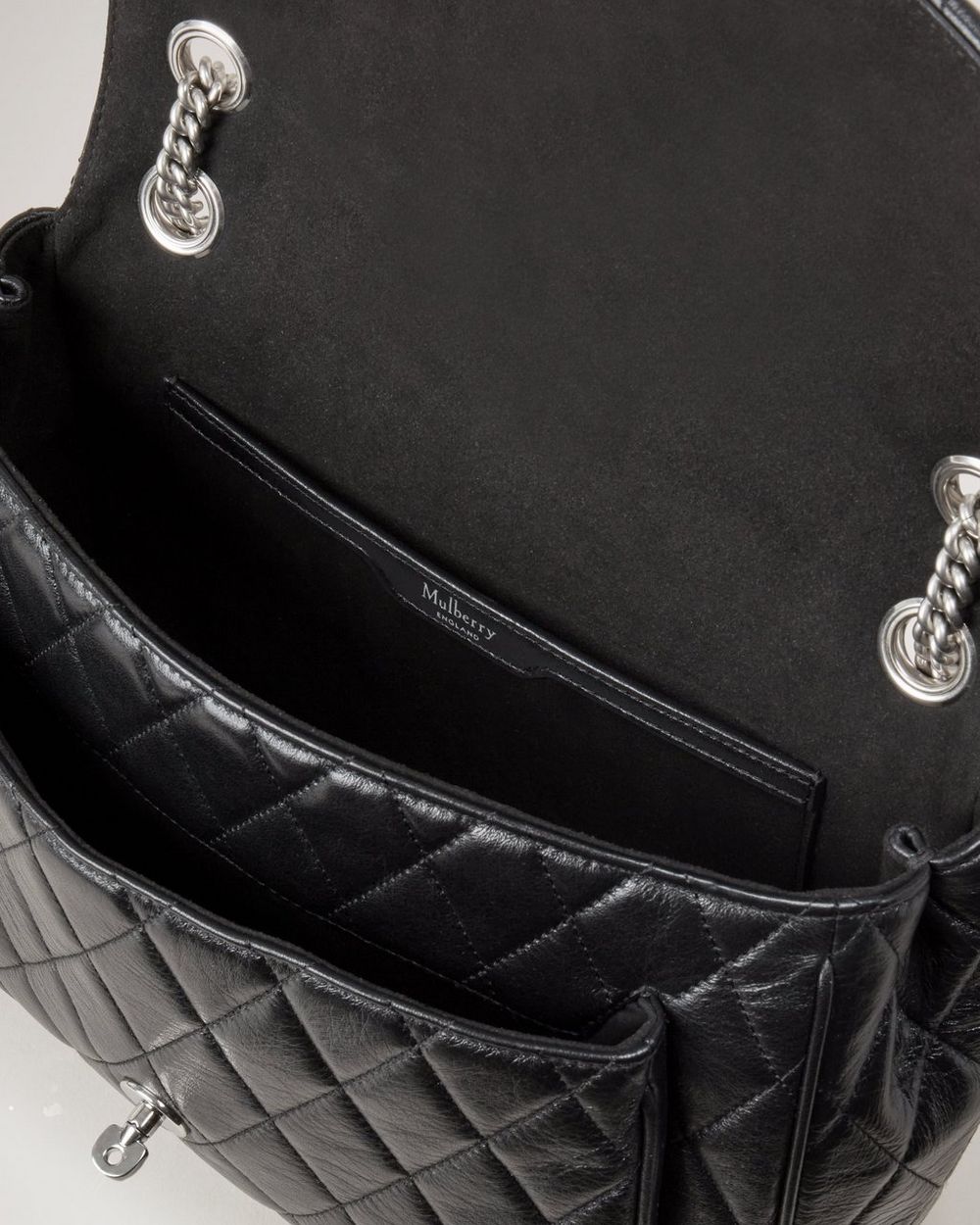 Darley Shoulder Bag Black & Silver Toned Quilted Shiny Calf Women