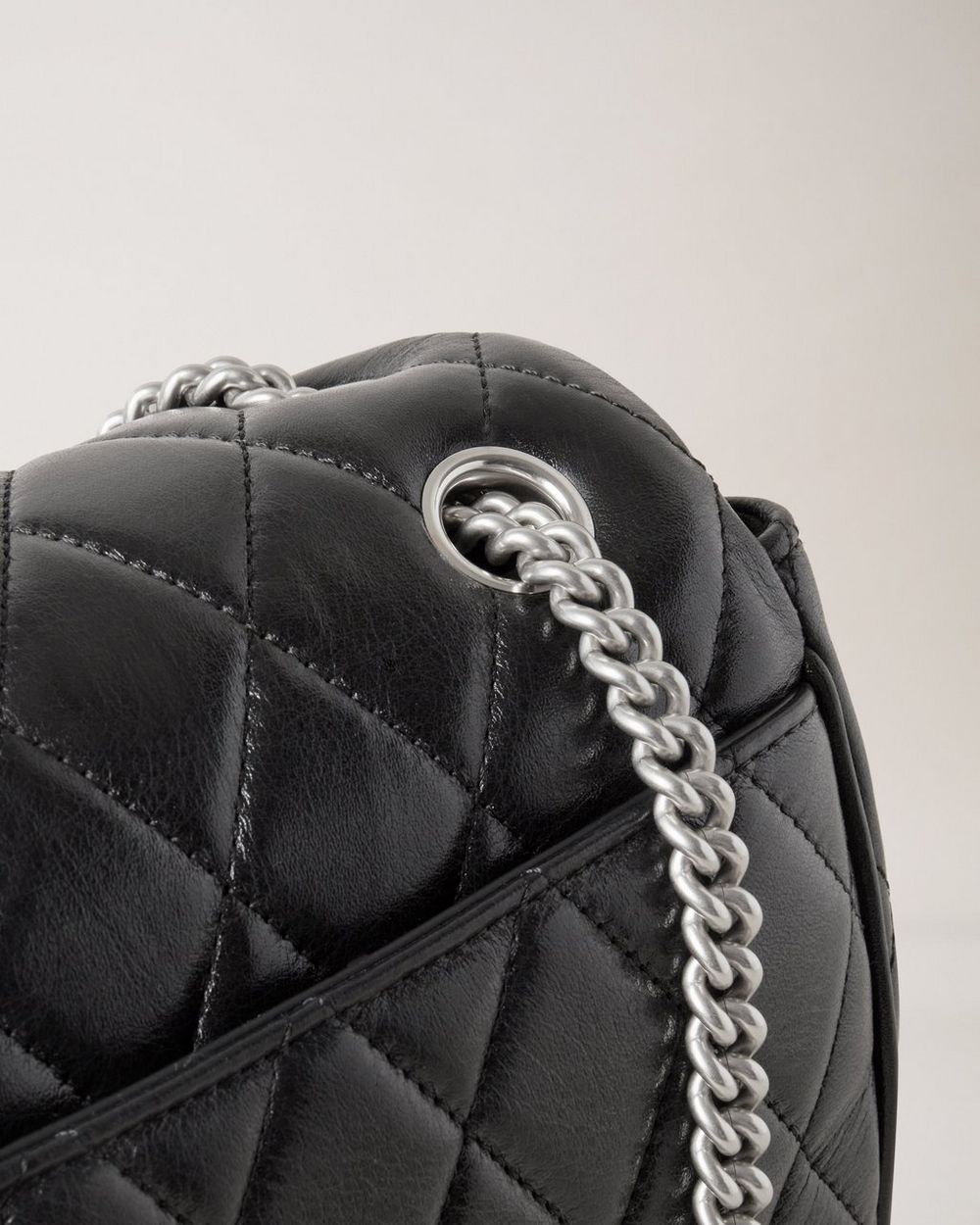 Darley Shoulder Bag Black & Silver Toned Quilted Shiny Calf Women