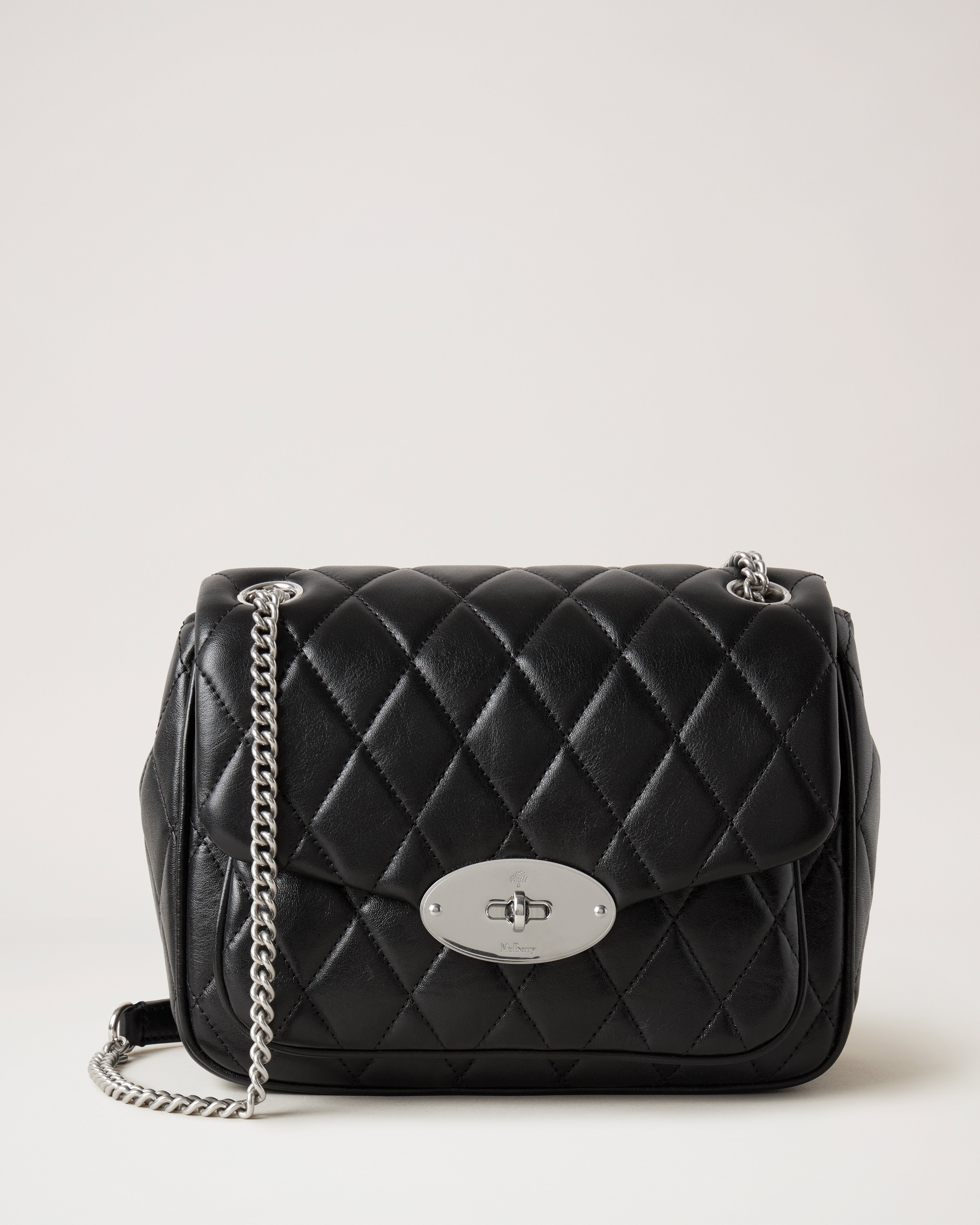 Small Darley Shoulder Bag | Black & Silver Toned Quilted Shiny Calf ...