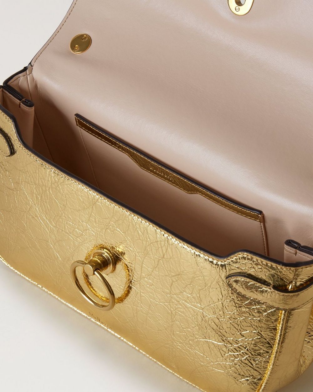 East West Amberley Gold Crushed Metallic Leather Amberley Mulberry