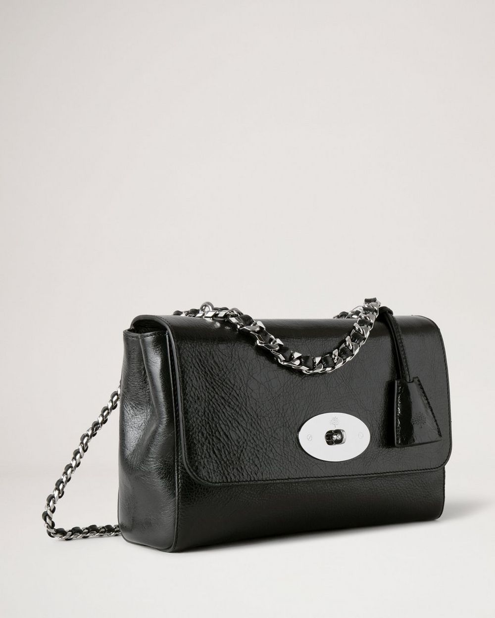 Medium Top Handle Lily | Black High Shine Leather | Lily | Mulberry