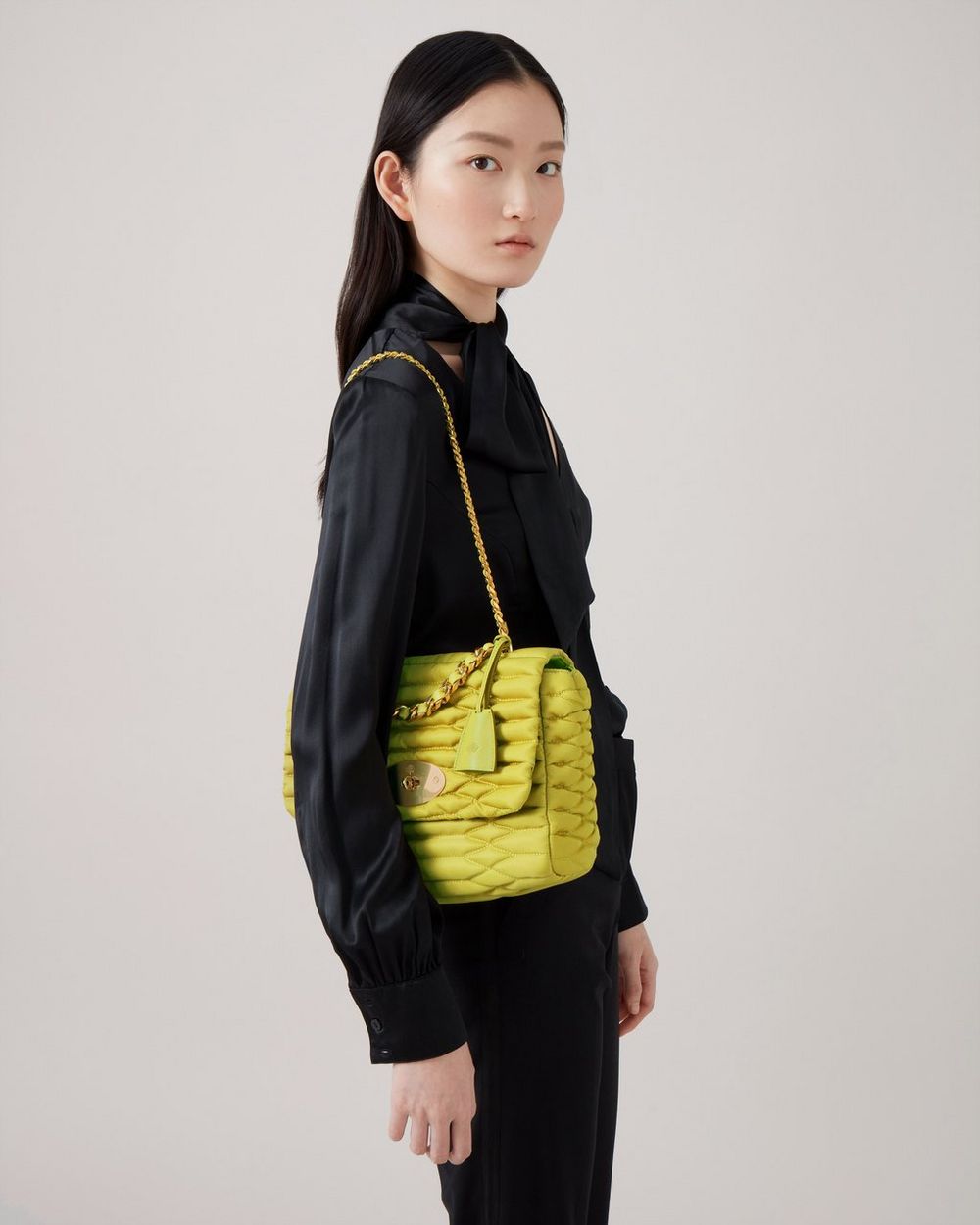 Medium Top Handle Lily | Meadow Green Quilted Nylon | Women | Mulberry