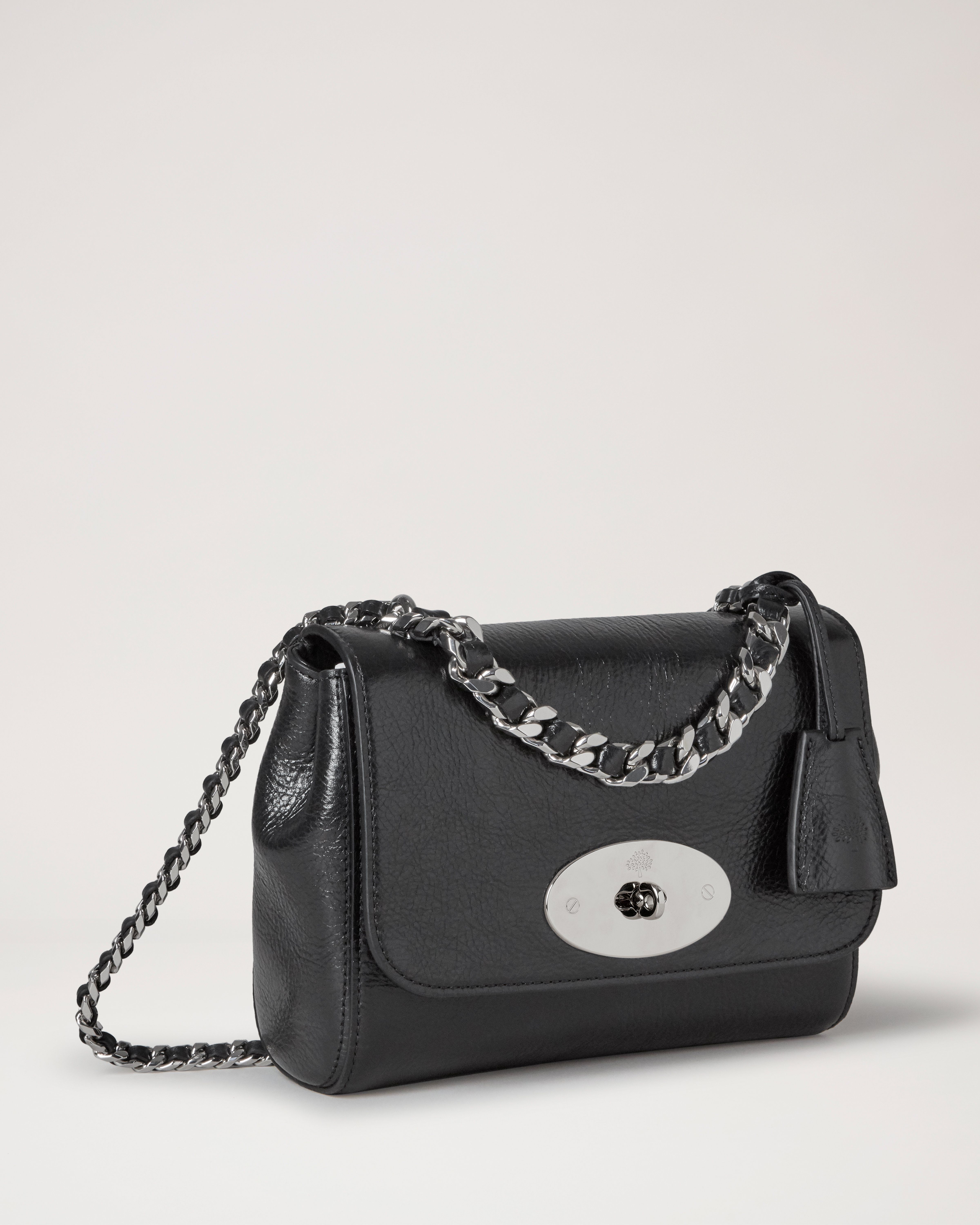 Top Handle Lily Black High Shine Leather Lily Mulberry