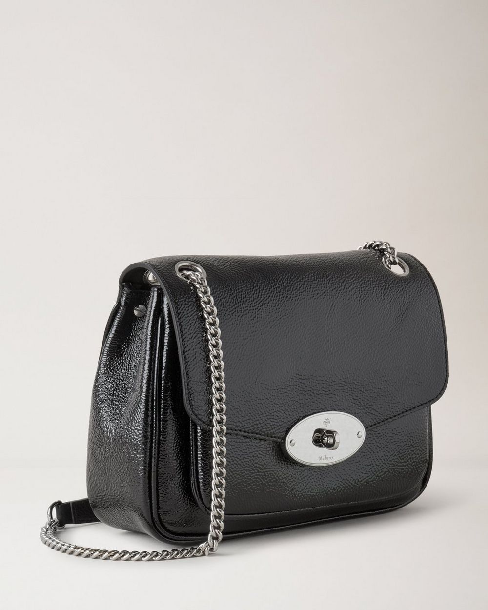 Small Darley Shoulder Bag Black Spongy Patent Darley Mulberry