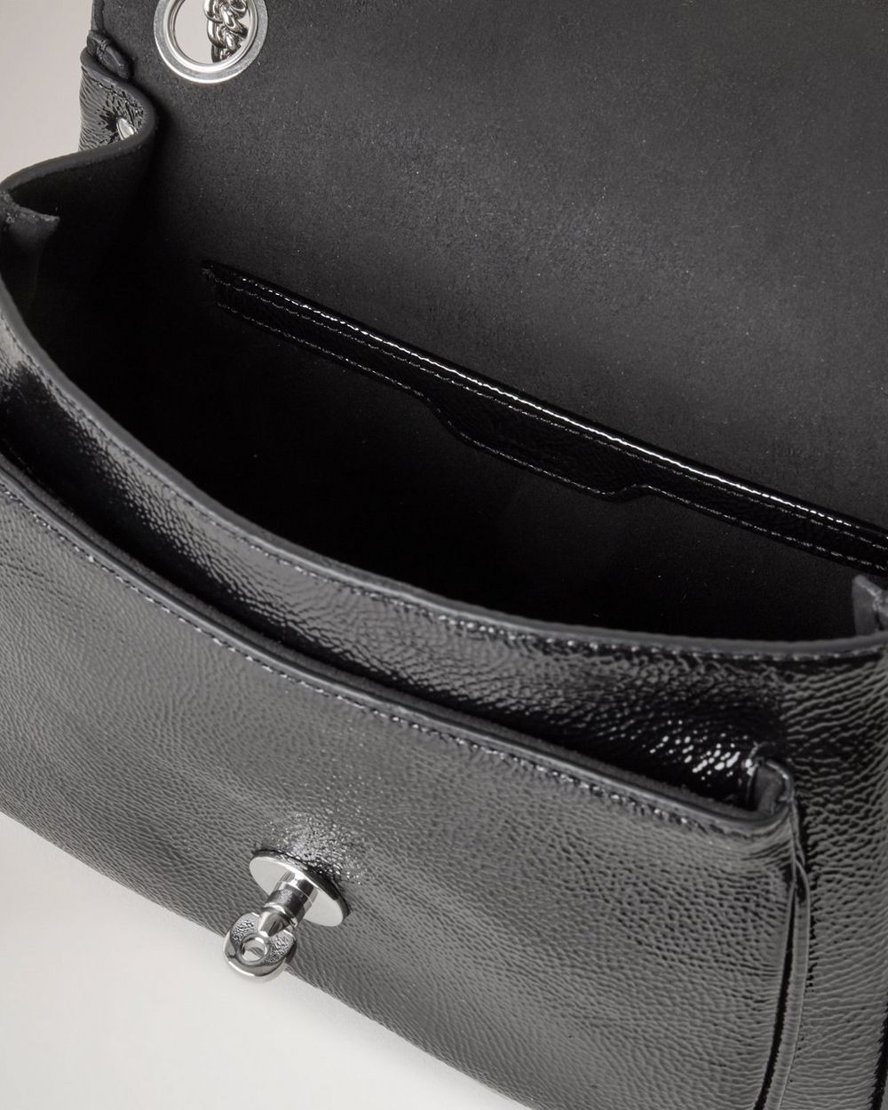 Small Darley Shoulder Bag Black Spongy Patent Darley Mulberry
