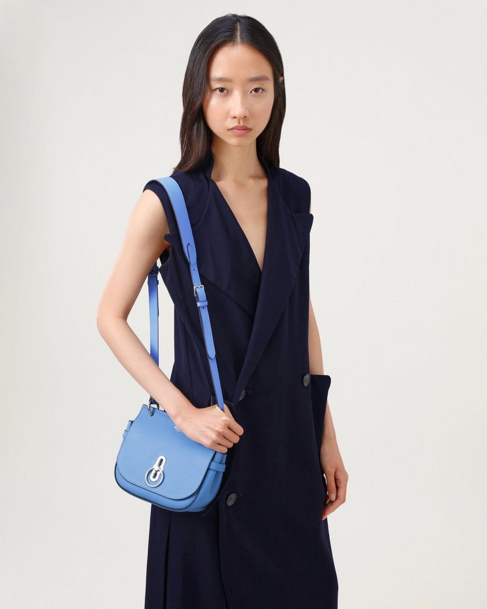 Soft Small Amberley Satchel | Cornflower Blue Hawthorn Heavy Grain ...